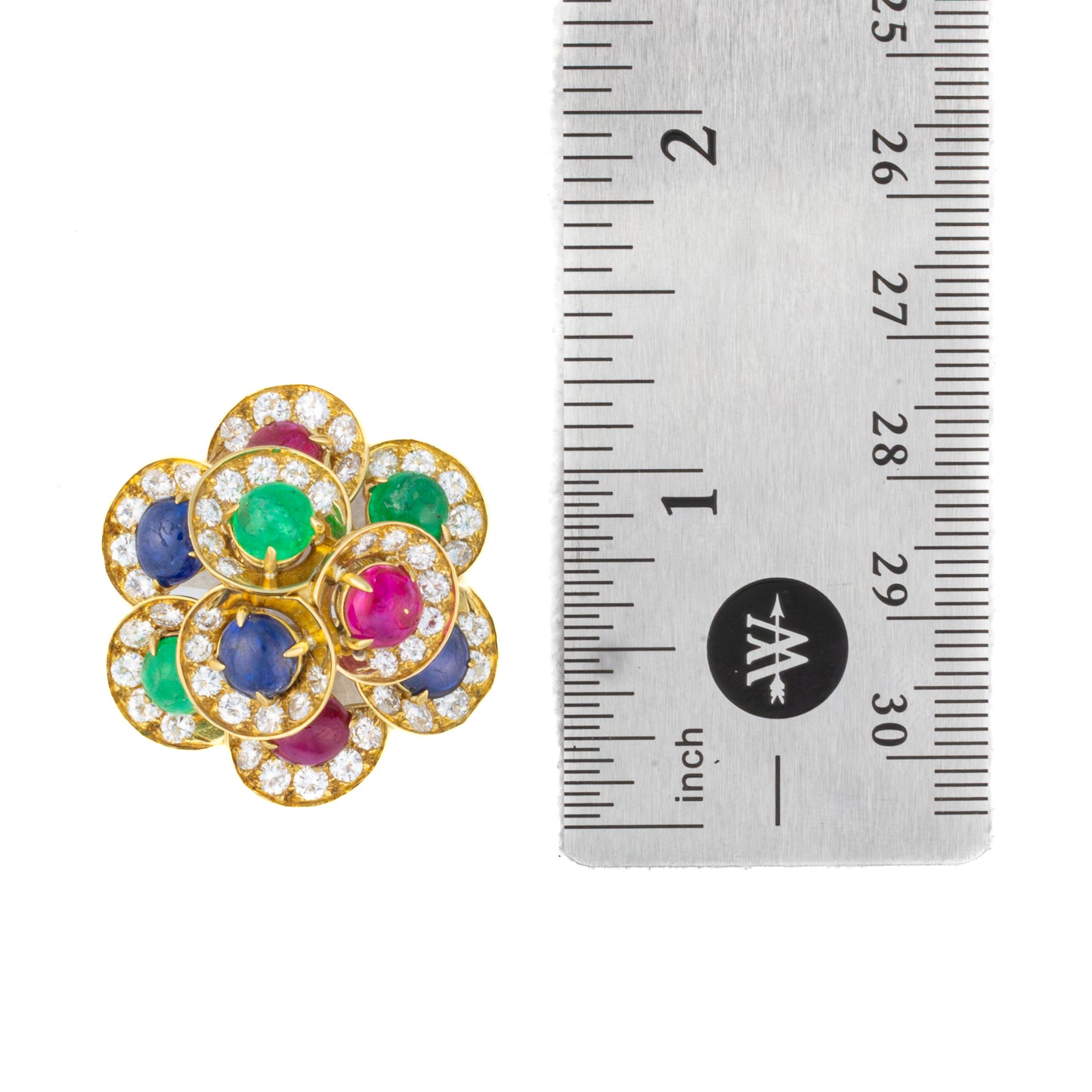 Bulgari Multi Gem Cabochon and Diamond Floral Earrings