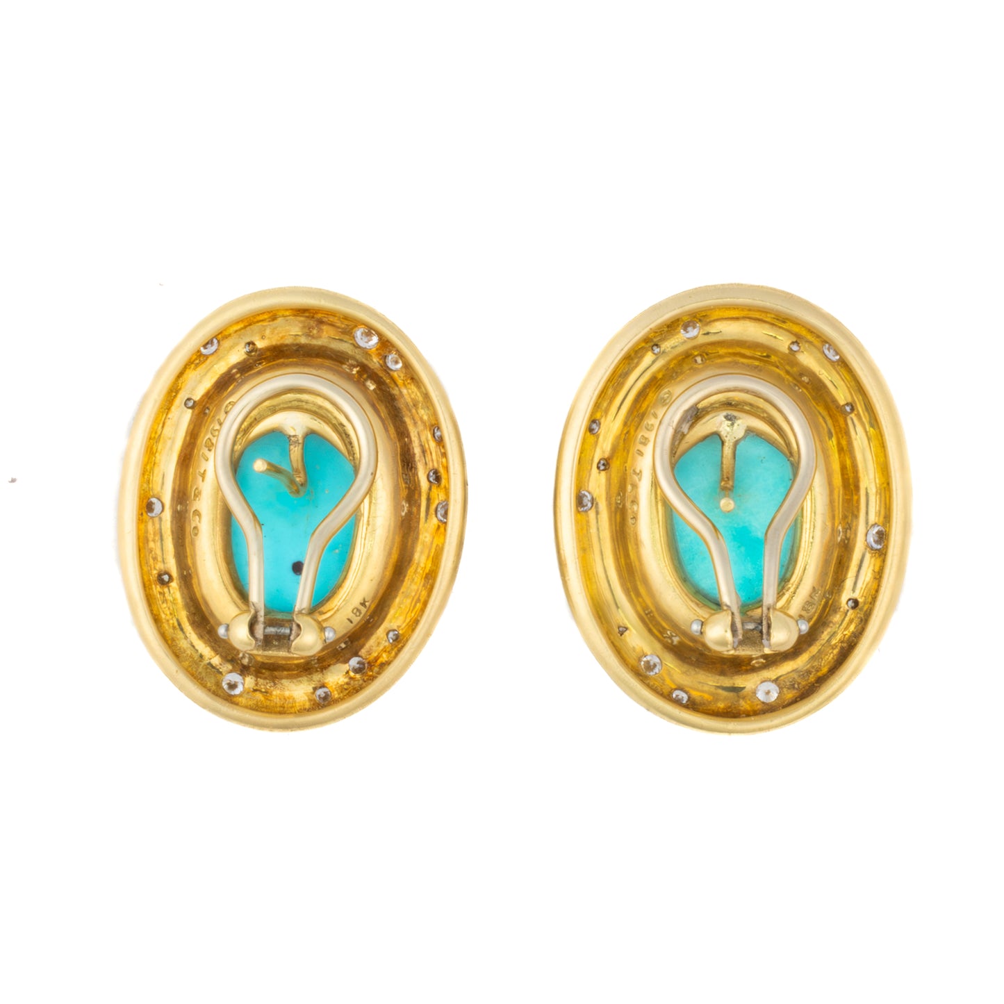 Angela Cummings for Tiffany & Co. Turquoise and Diamond Oval Earrings