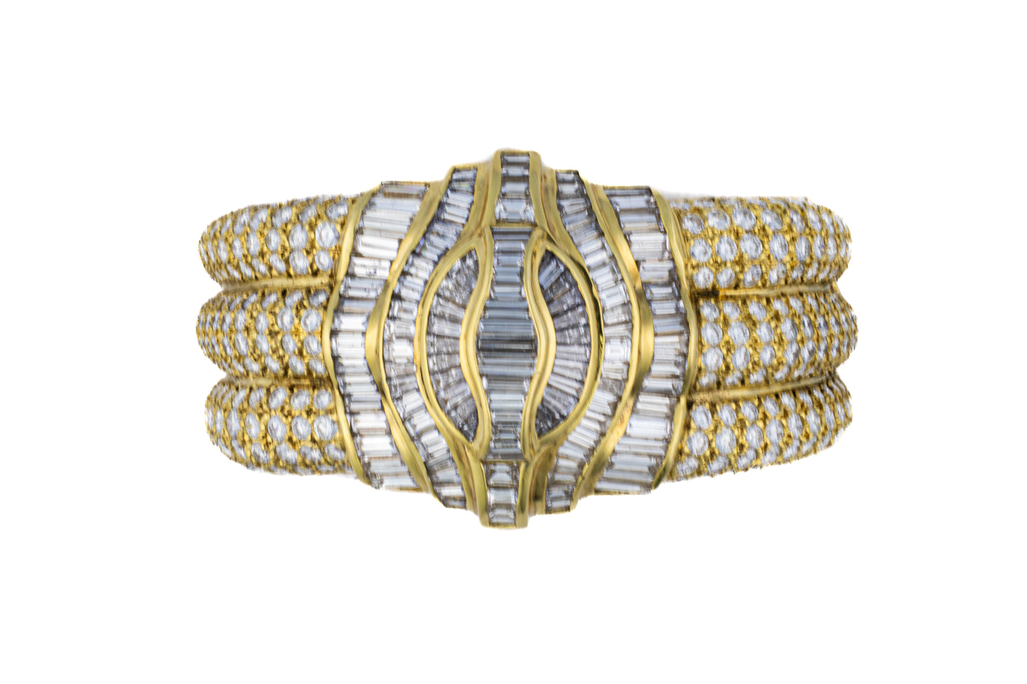 Round and Baguette Diamond Bangle