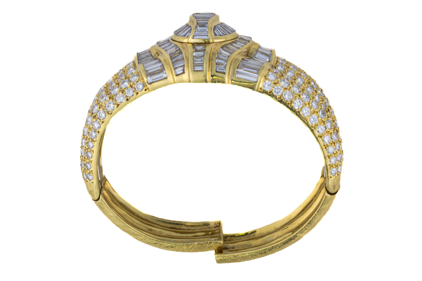 Round and Baguette Diamond Bangle