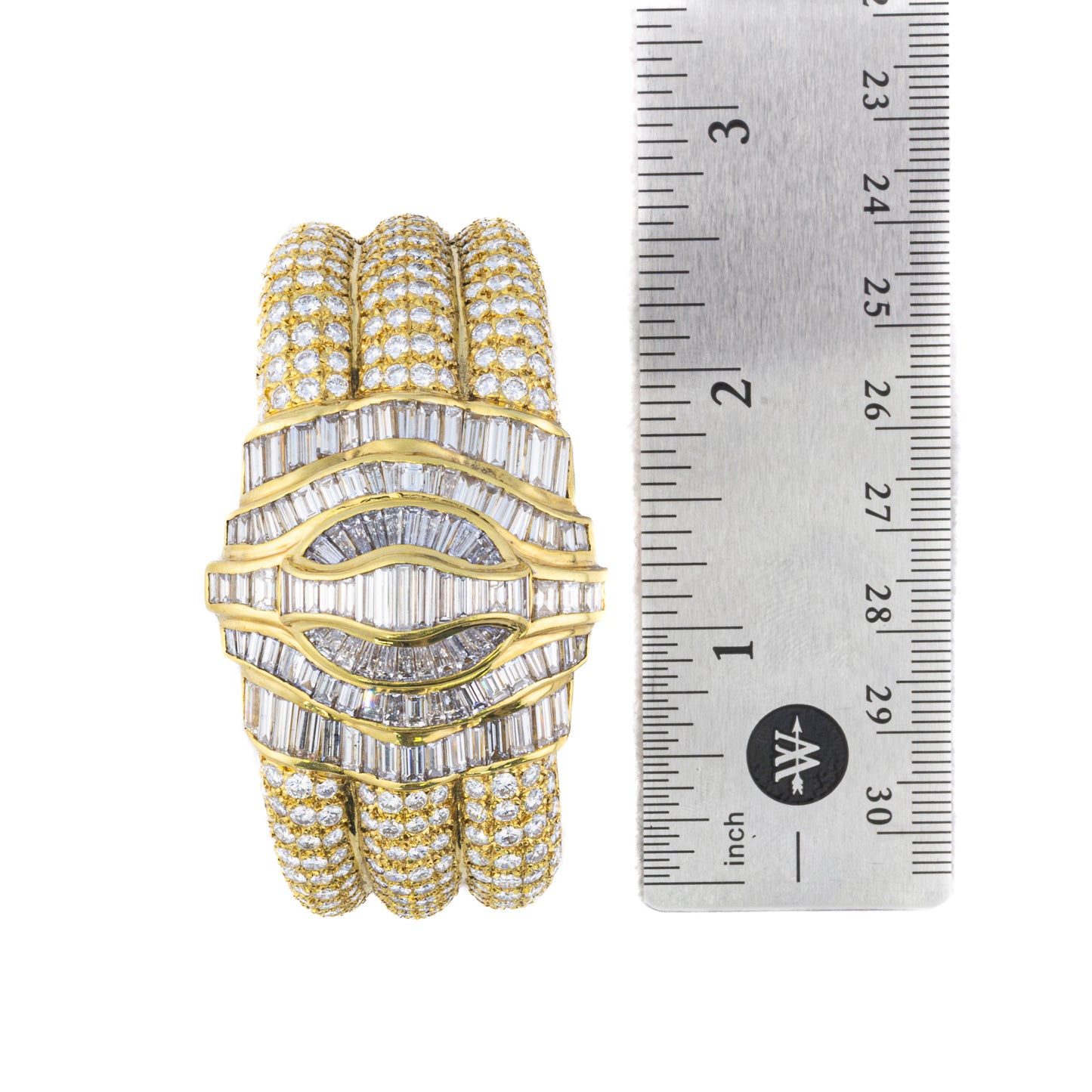 Round and Baguette Diamond Bangle