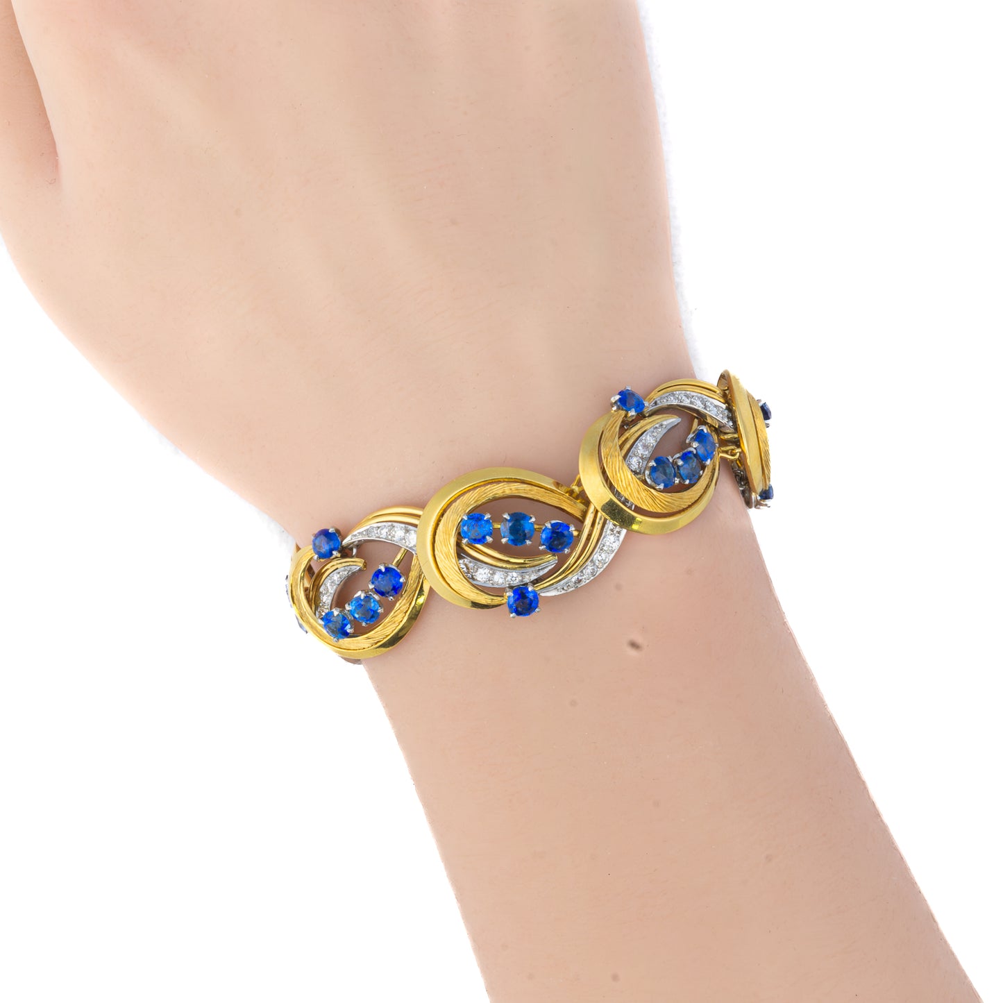 Tiffany & Co. Sapphire and Diamond Swirl Link Bracelet