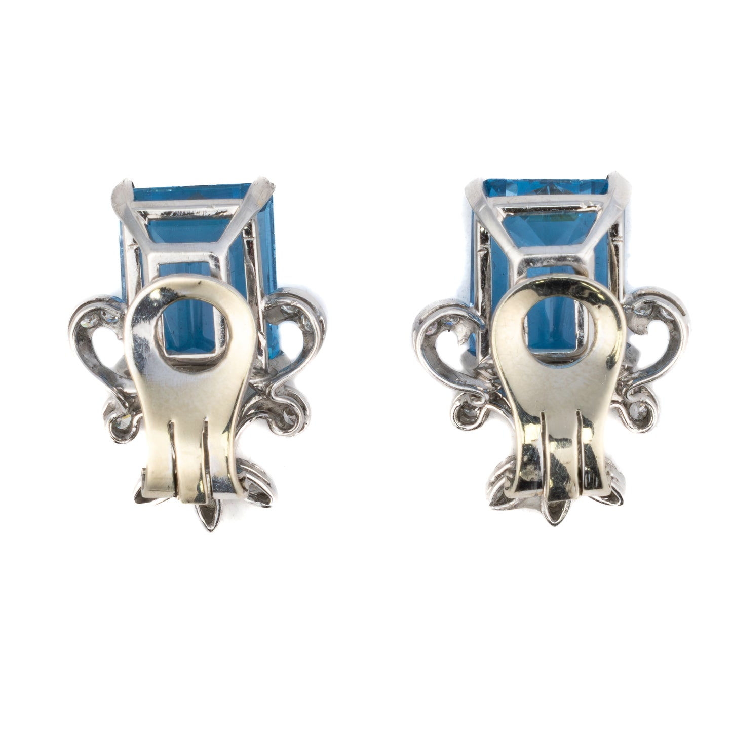 Aquamarine and Diamond Clip-On Earrings