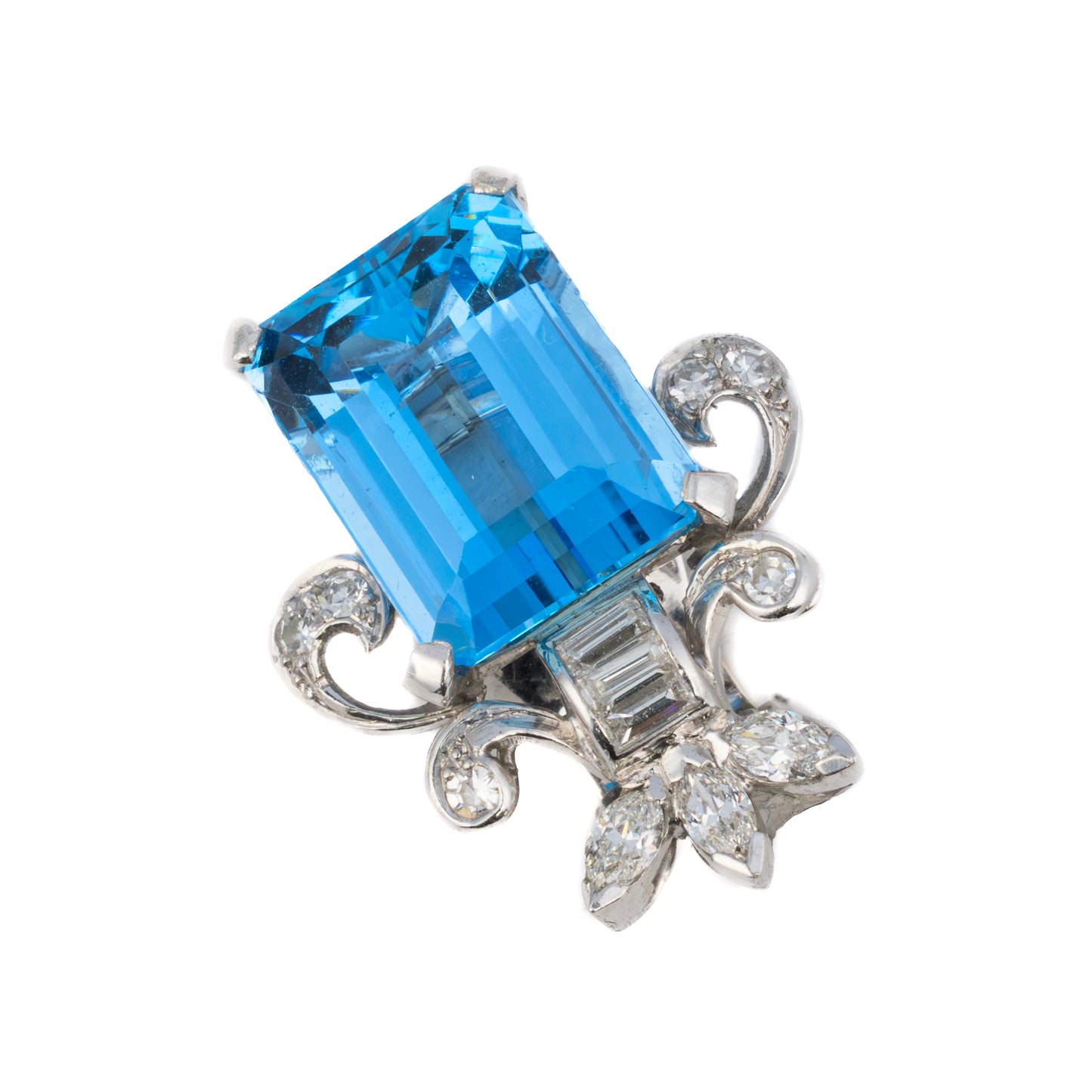 Aquamarine and Diamond Clip-On Earrings