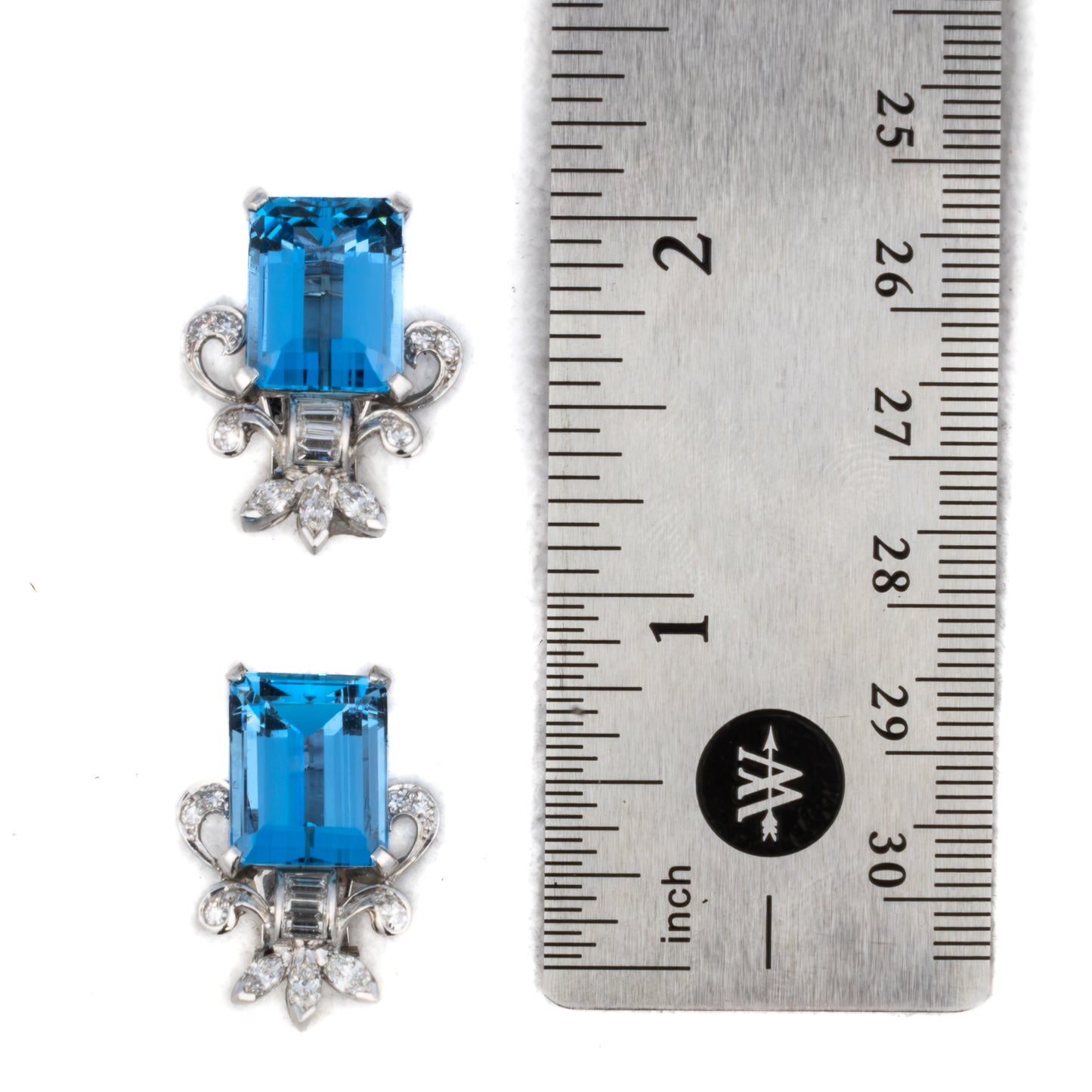 Aquamarine and Diamond Clip-On Earrings