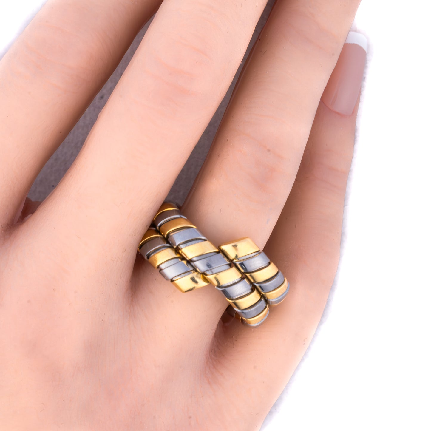 Bulgari Two-Tone Tubogas Serpenti Ring