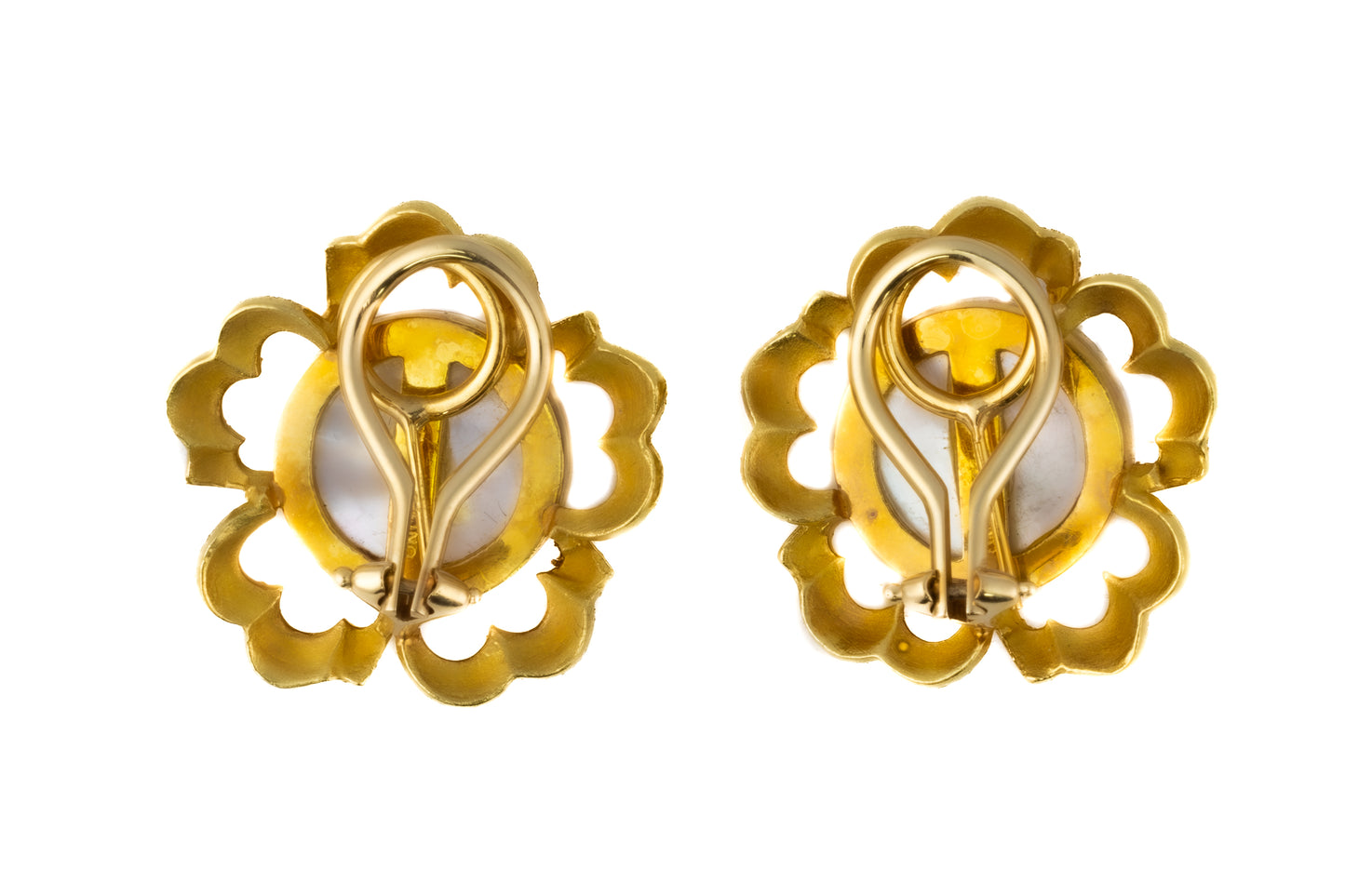 Pearl and Textured Floral Earrings