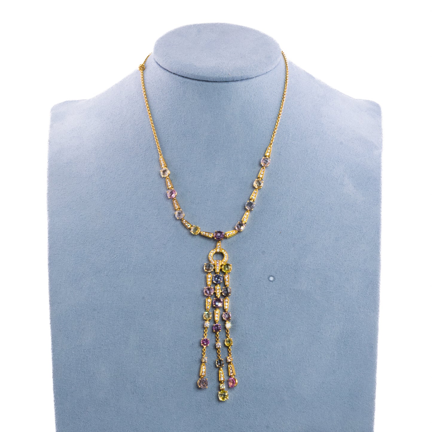 Bulgari Multicolored Sapphire and Diamond Fringe Necklace