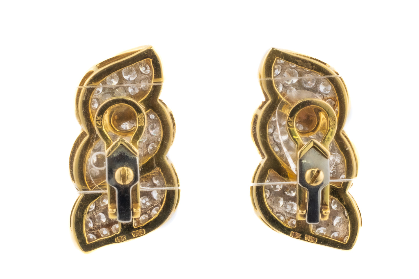 Diamond Pavé Triple Row Earrings in 18 Karat Gold