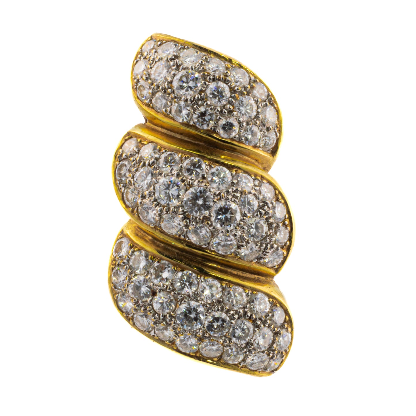 Diamond Pavé Triple Row Earrings in 18 Karat Gold