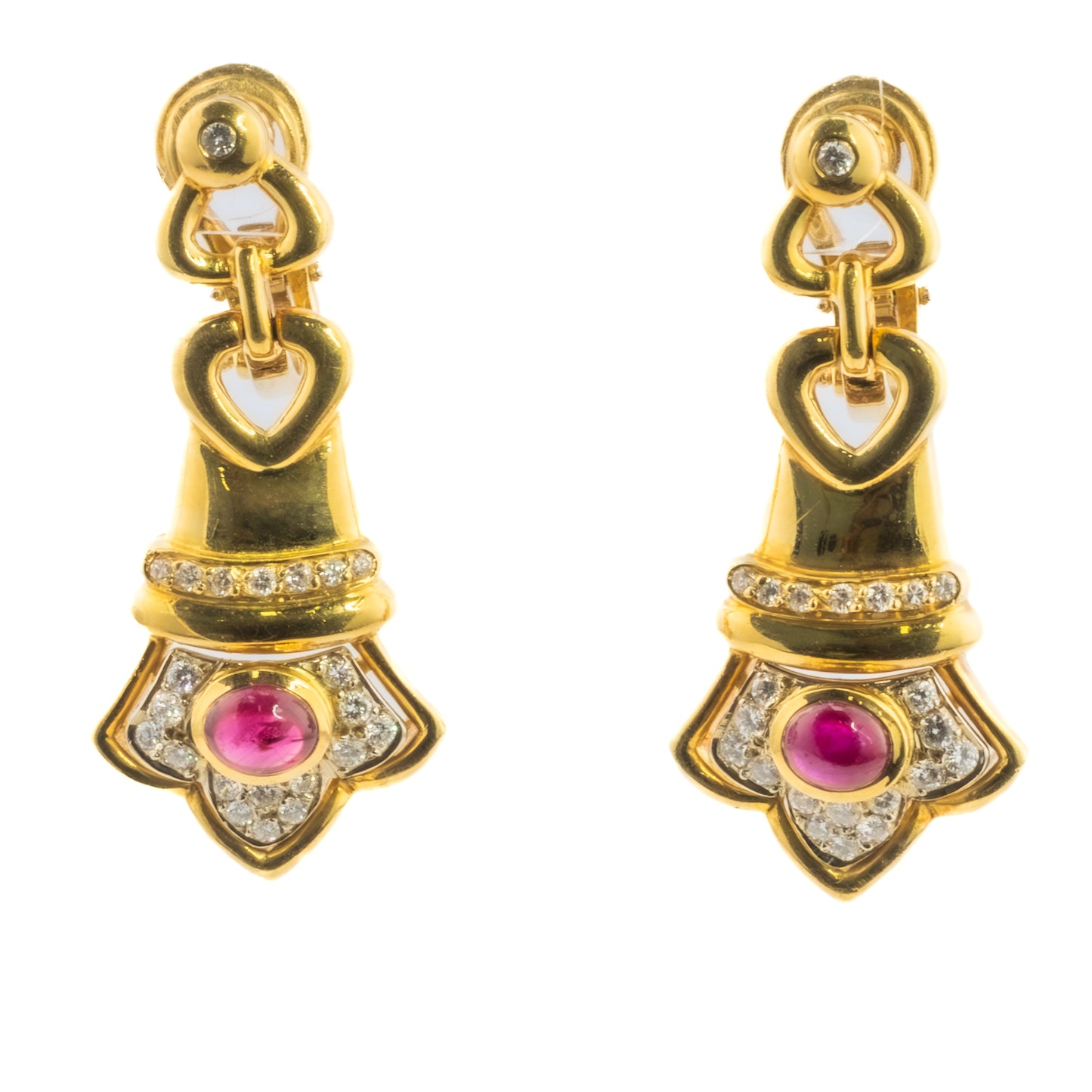 Cabochon Ruby & Diamond Earrings