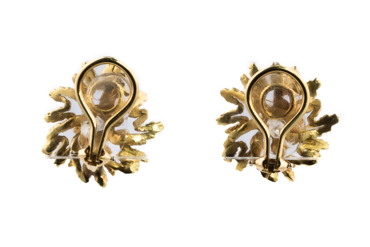 Textured Flower Diamond Stud Earrings