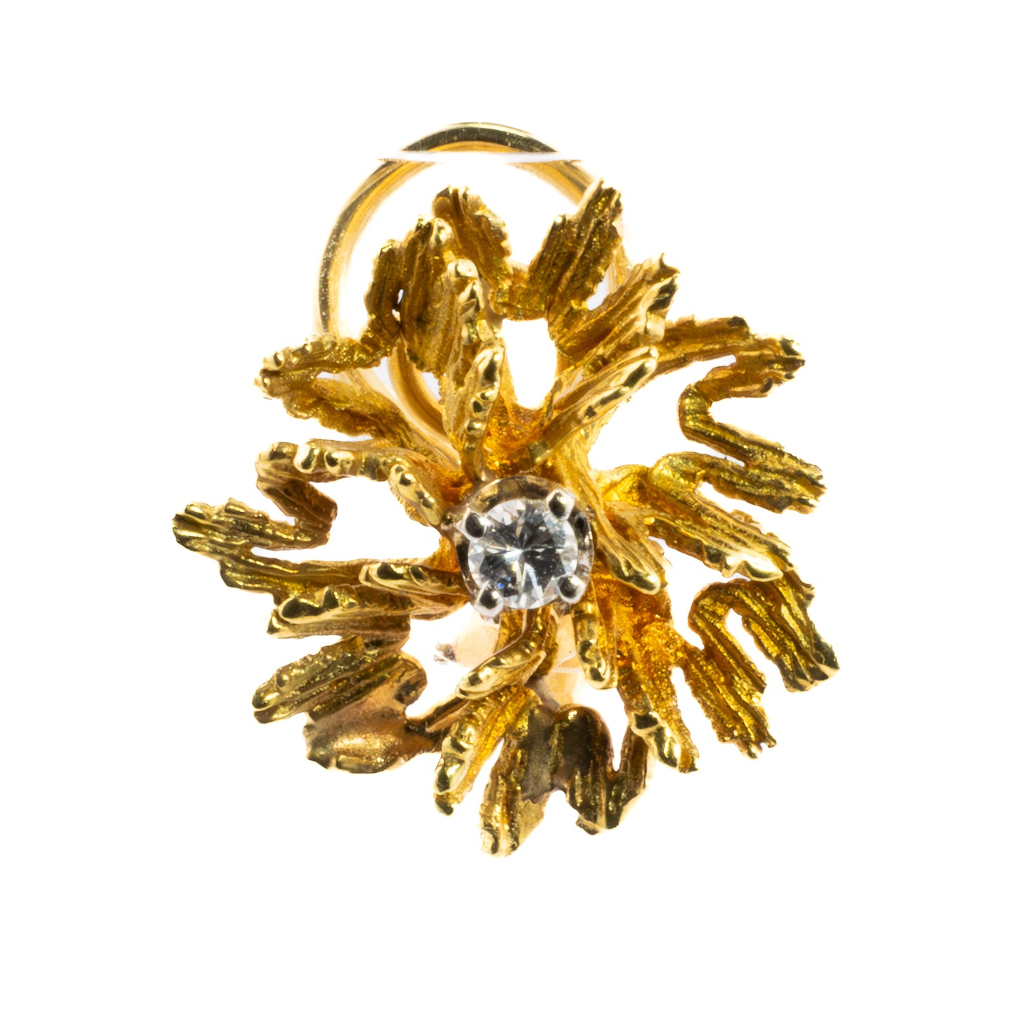 Textured Flower Diamond Stud Earrings