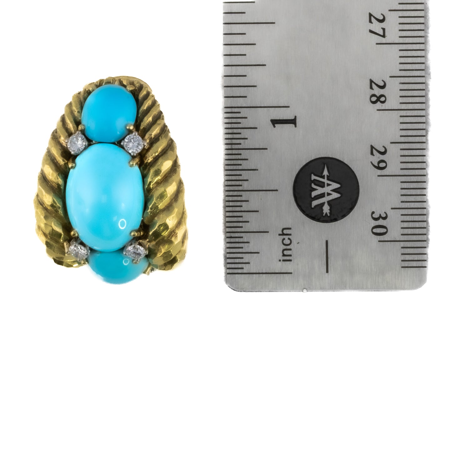 David Webb Diamond and Turquoise Gold Earrings