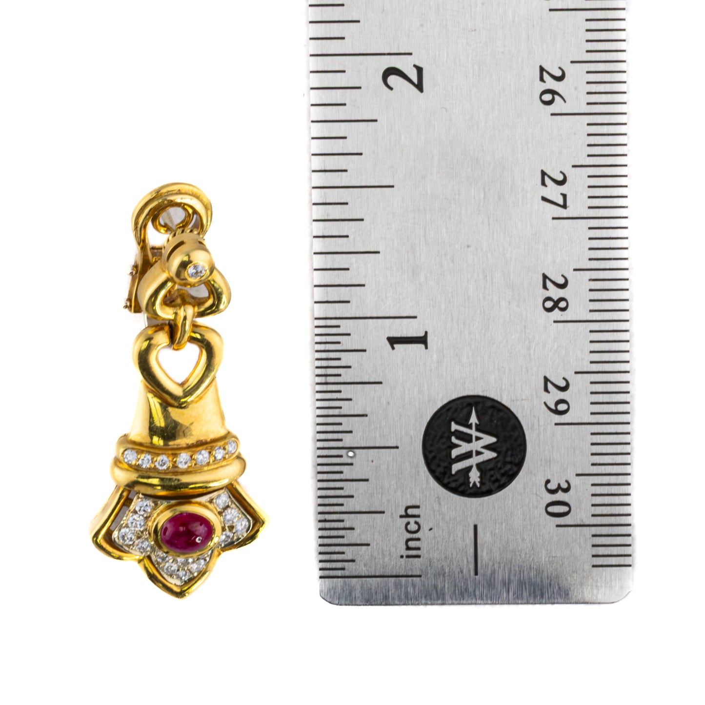 Cabochon Ruby & Diamond Earrings