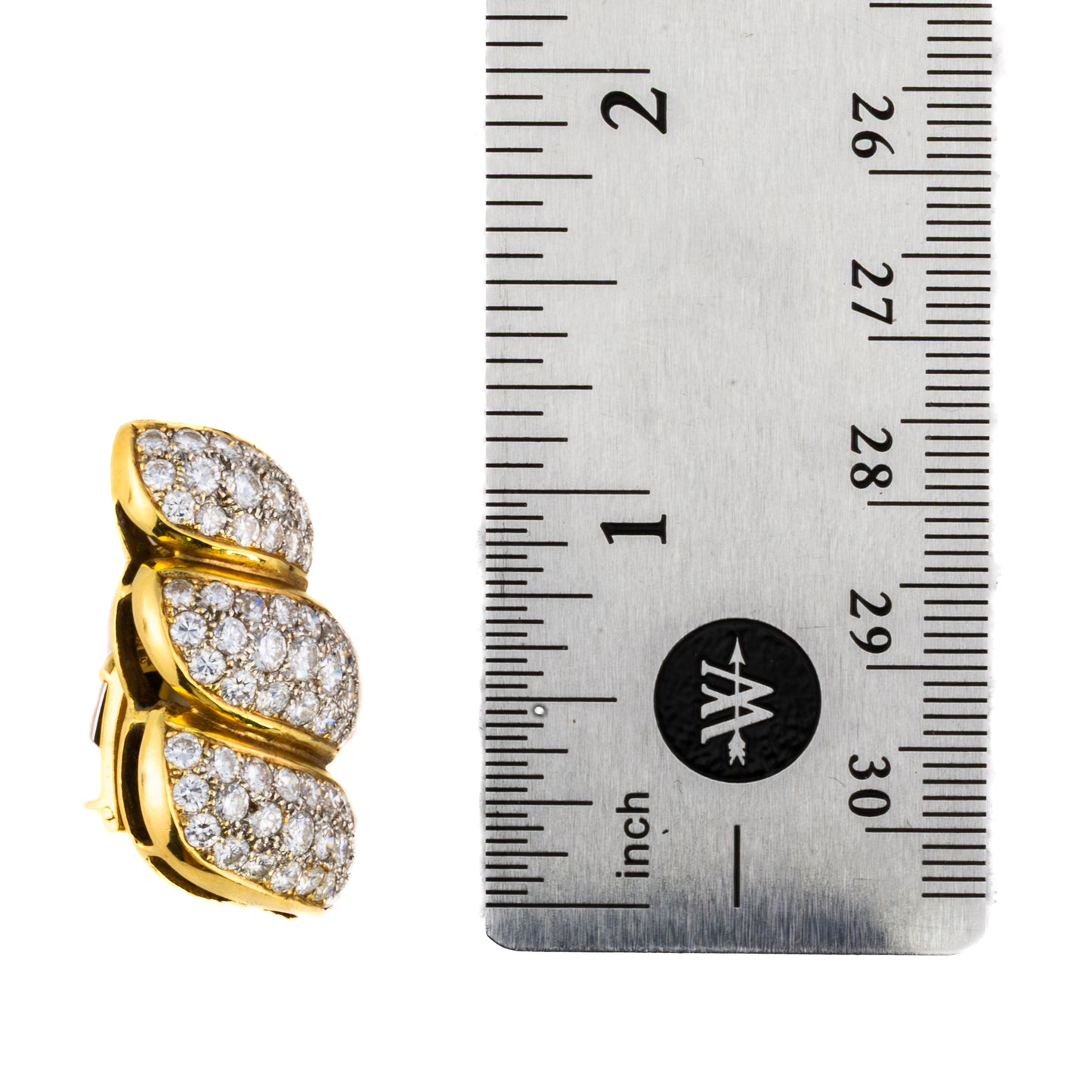 Diamond Pavé Triple Row Earrings in 18 Karat Gold