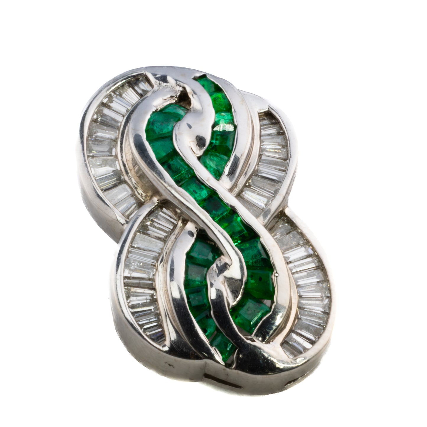 Emerald and Diamond Ribbon Motif Earrings
