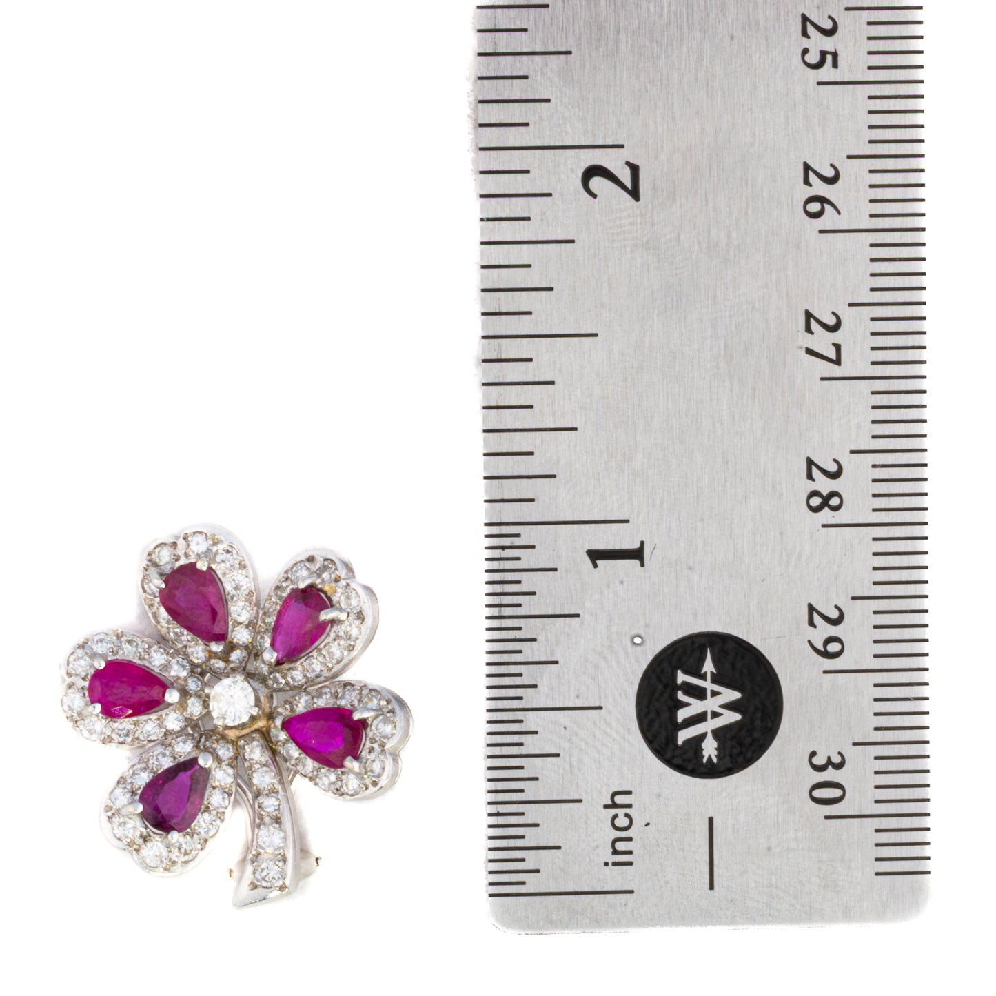 Ruby and Diamond Platinum Clover Earrings