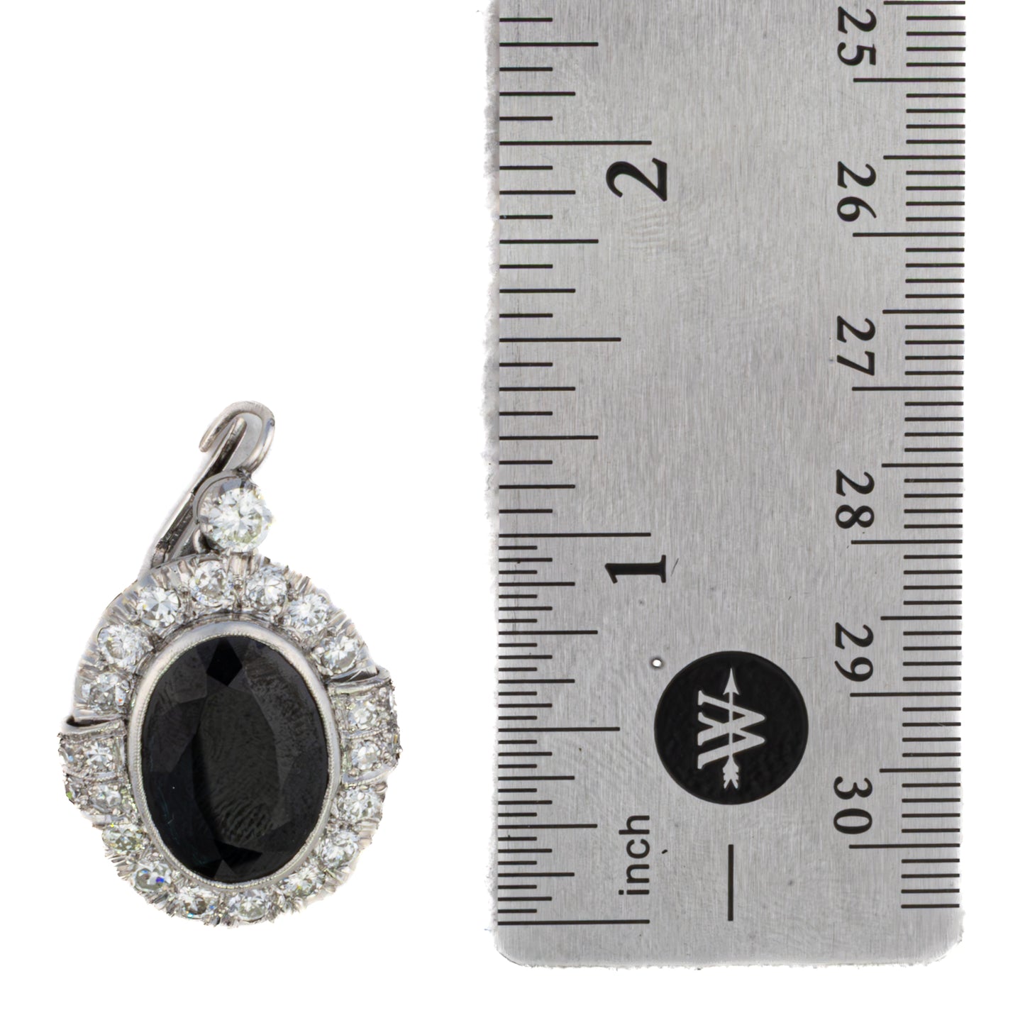 Diamond and Oval Sapphire Halo Drop Earrings