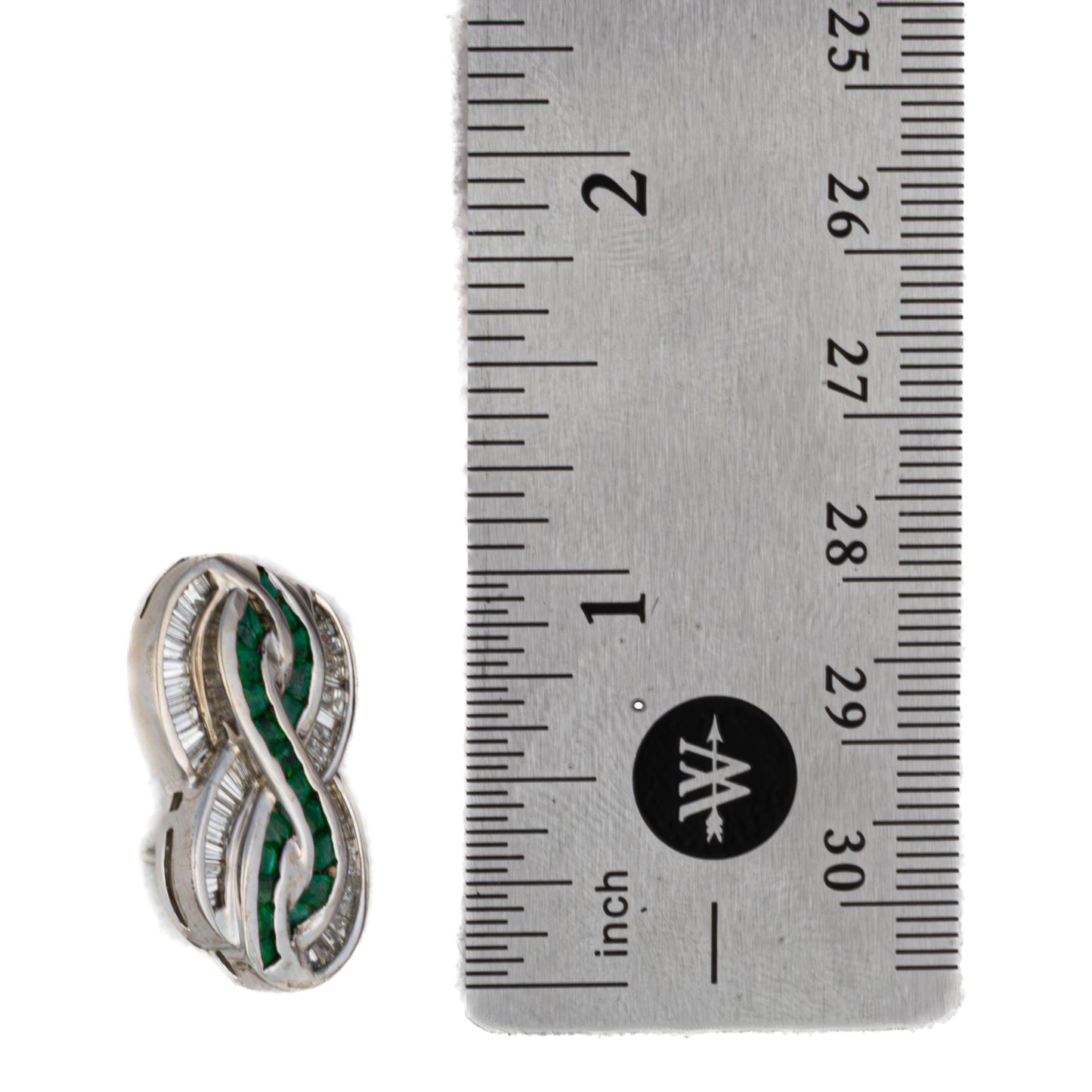 Emerald and Diamond Ribbon Motif Earrings