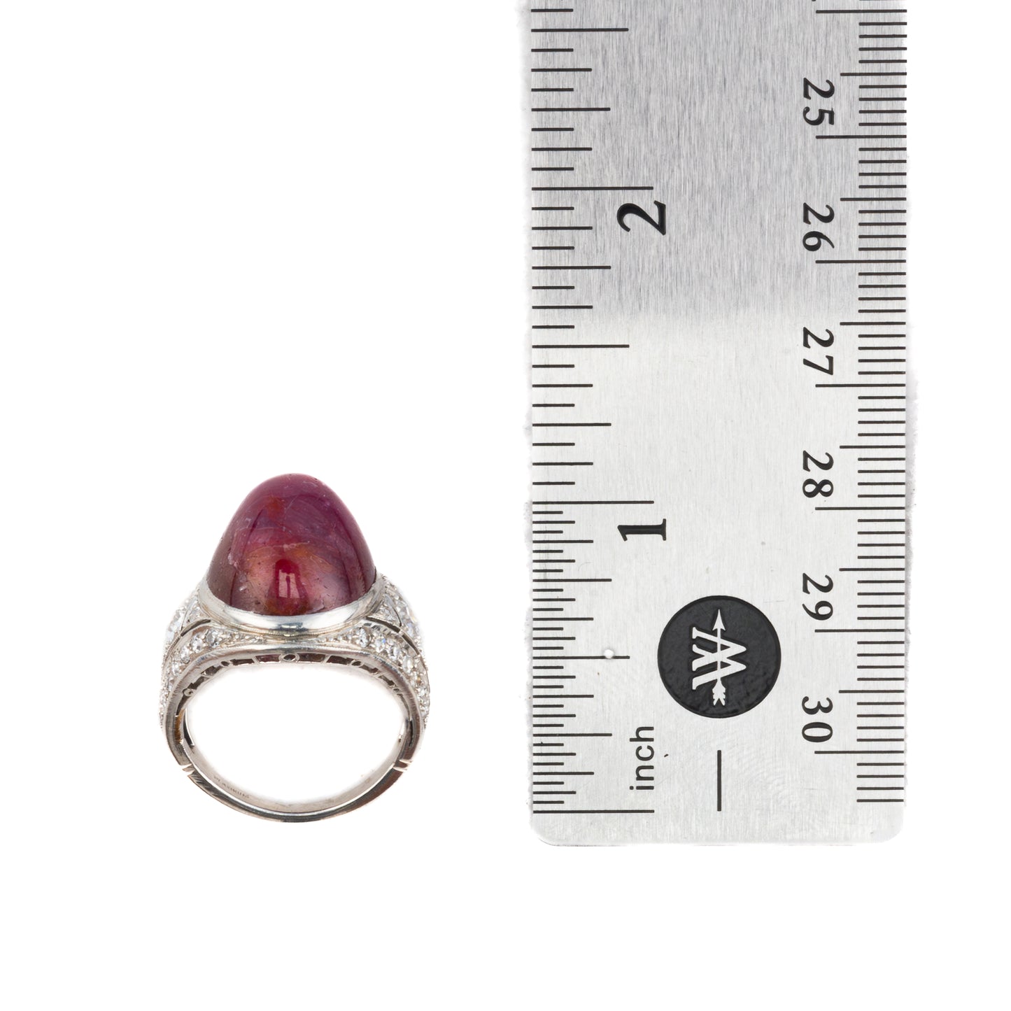 Cabochon Ruby and Diamond Ring