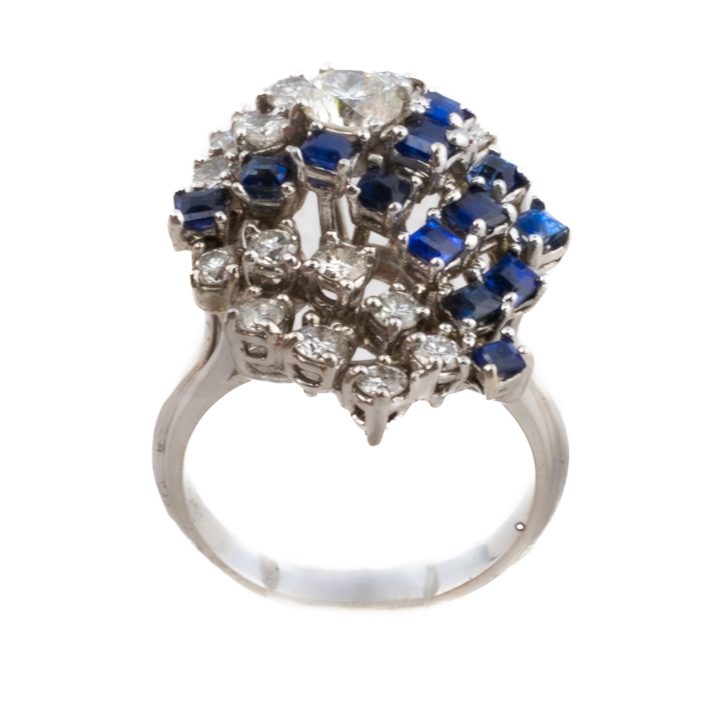 Diamond and Sapphire Cluster Ring