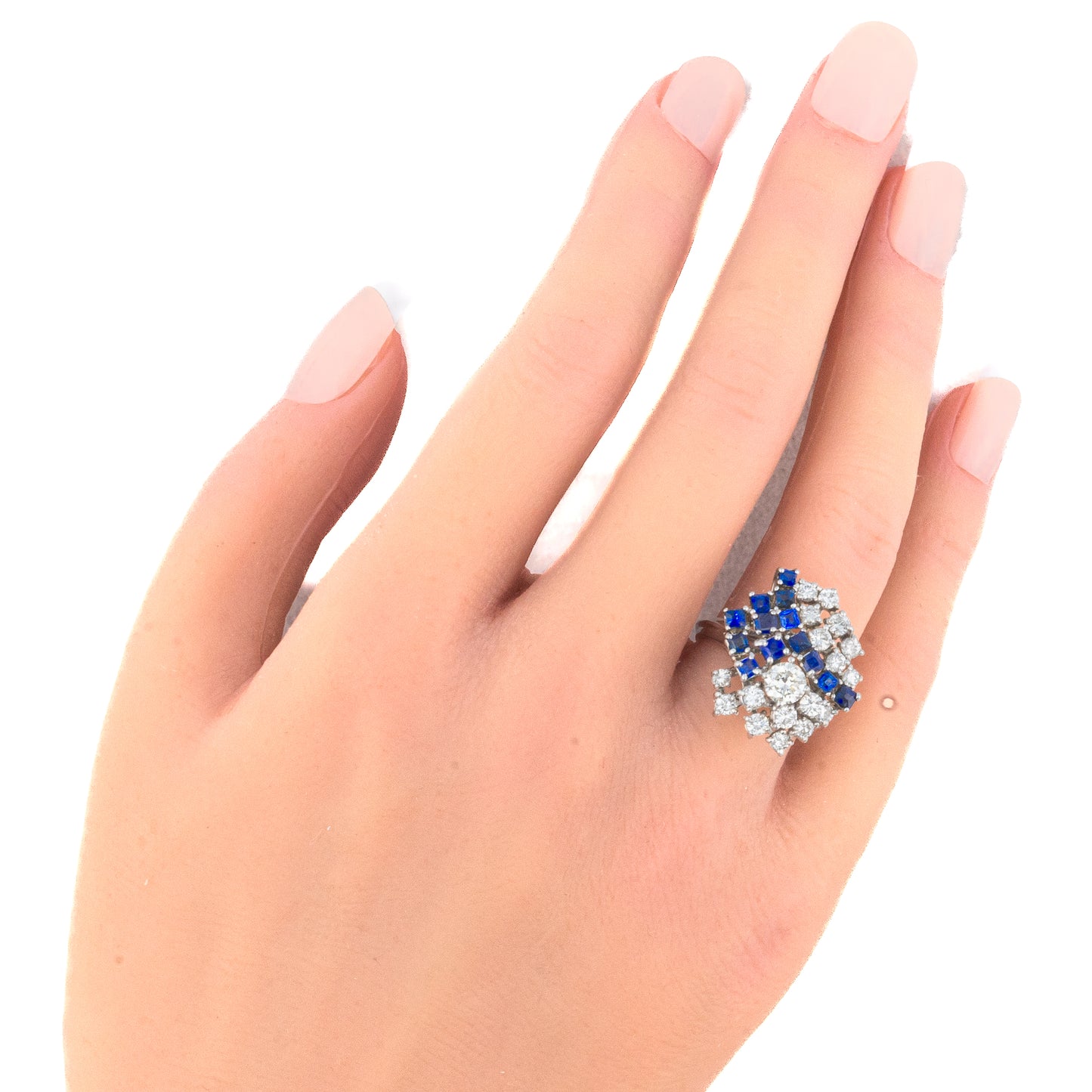 Diamond and Sapphire Cluster Ring