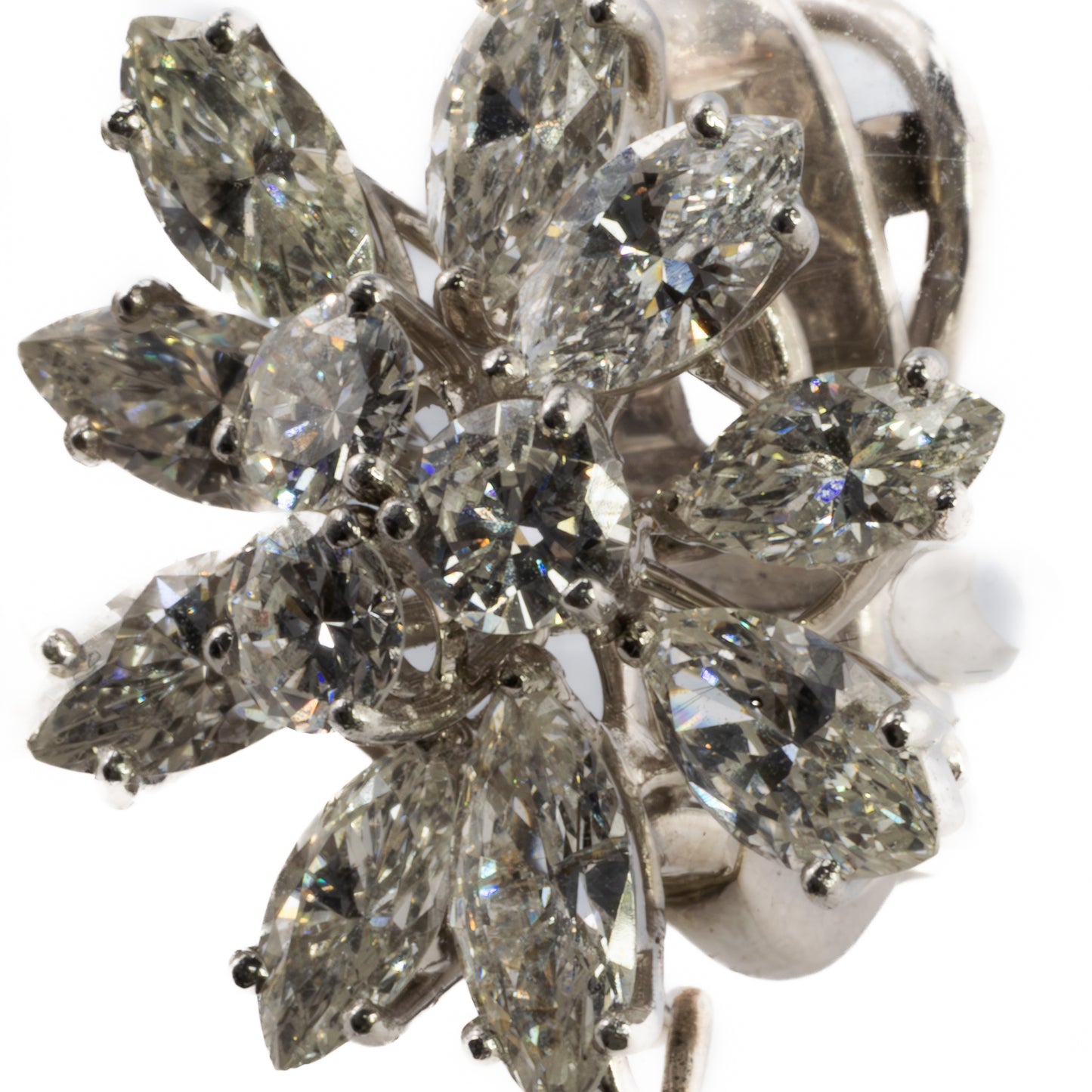 Platinum Diamond Floral Earrings