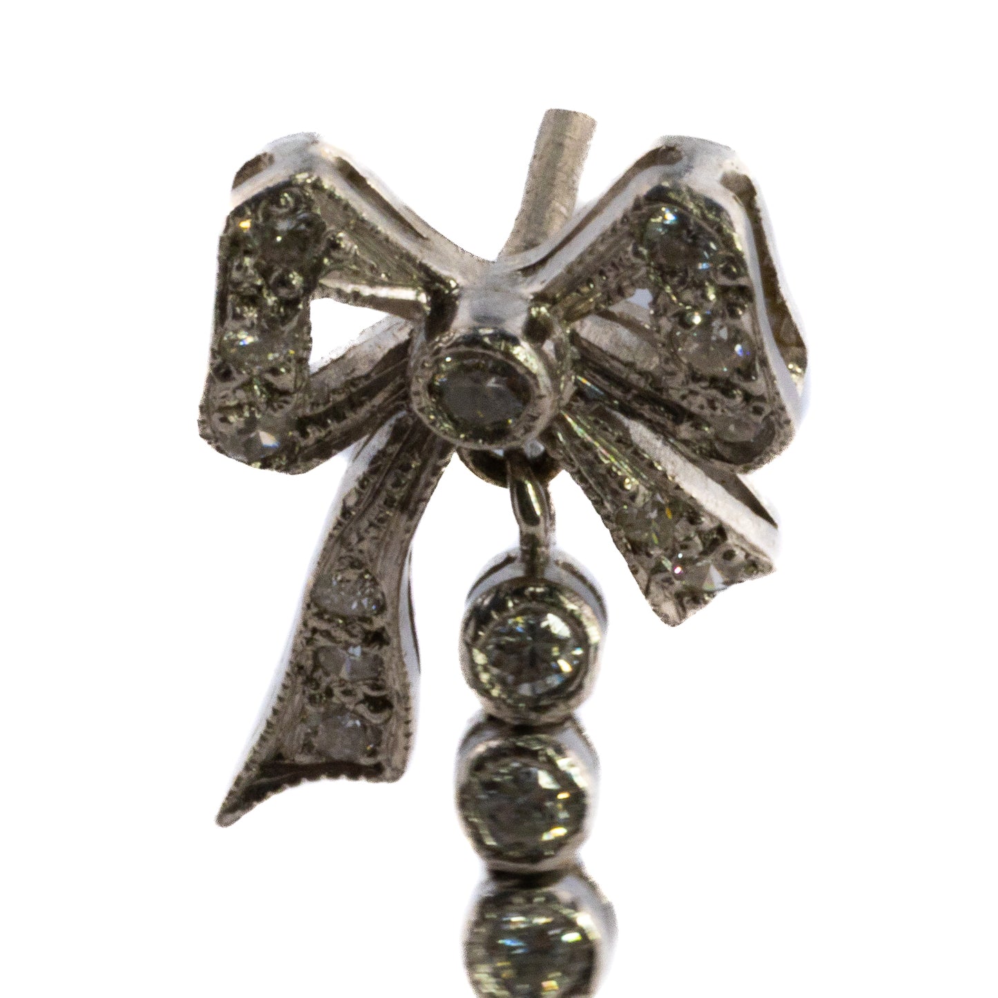 Diamond and Onyx Bow Drop Earrings