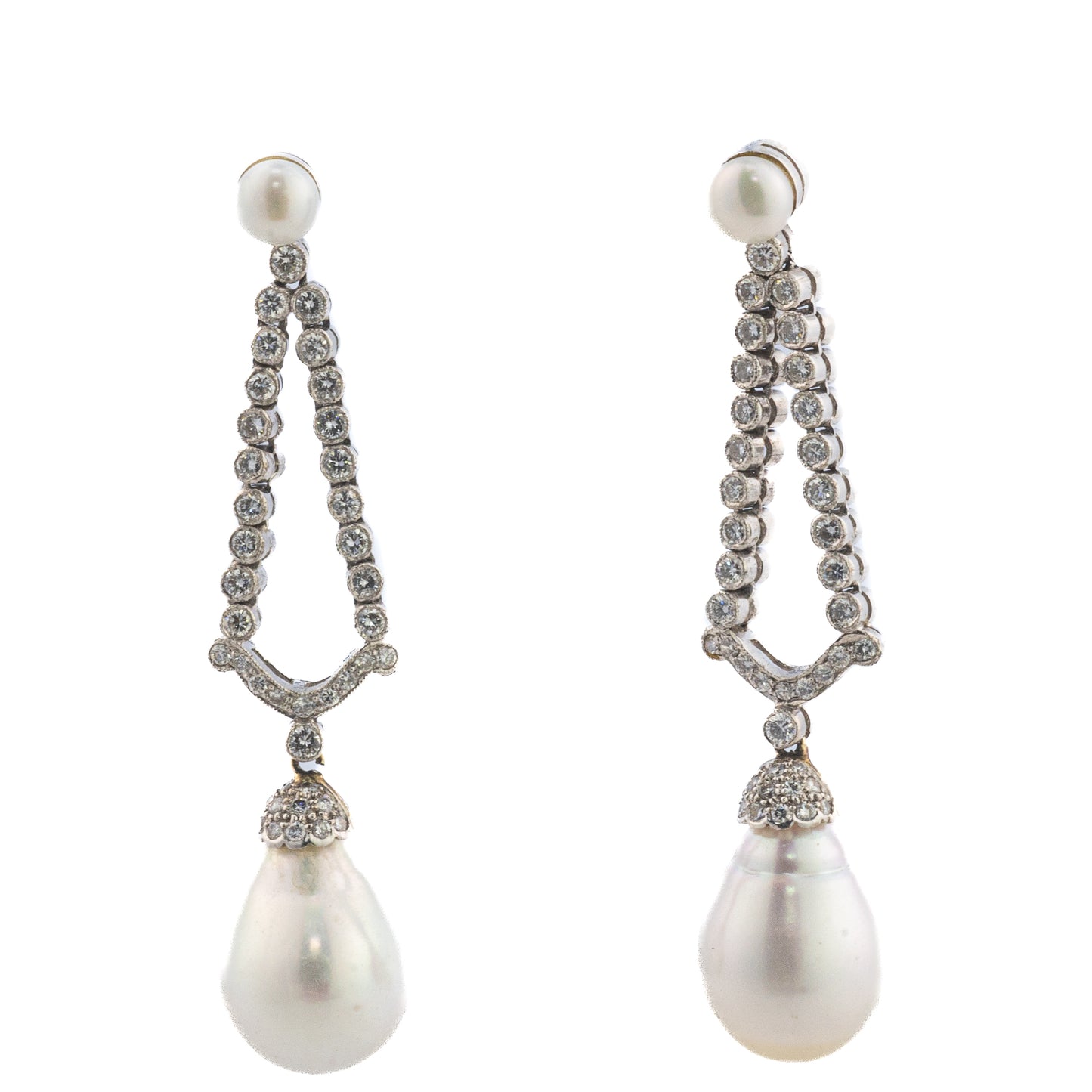 South Sea Pearl and Diamond Drop Earrings
