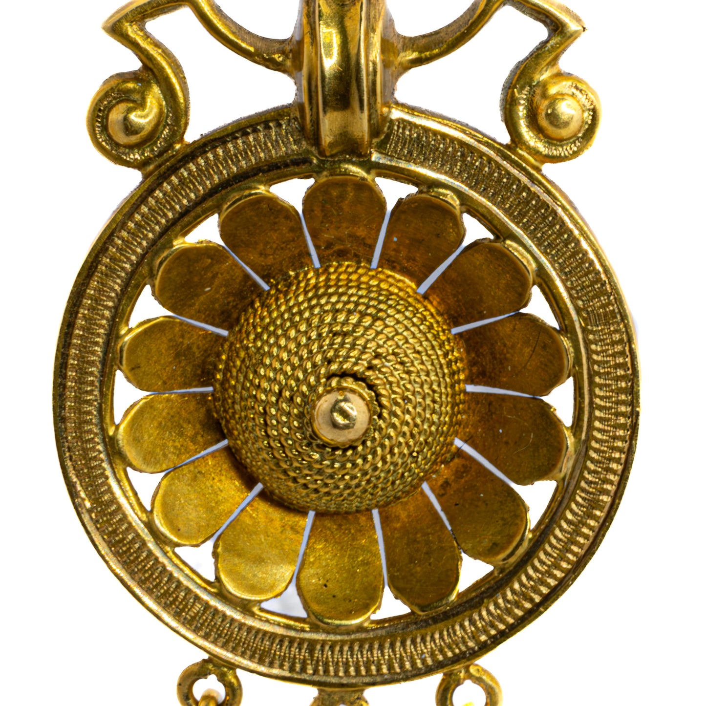 Antique 18 Karat Gold Etruscan Revival Drop Earrings