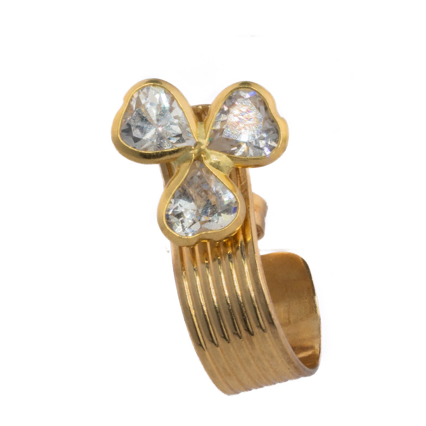 Gold Flower Clover Earrings