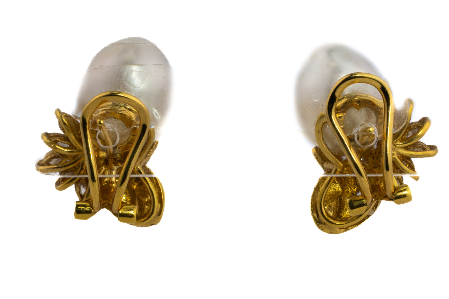 Brilliant Cut & Diamond and Baroque Pearl Earrings