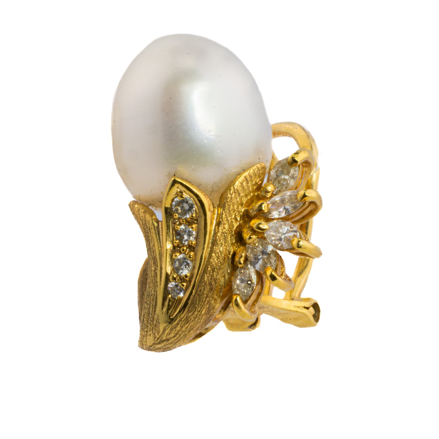 Brilliant Cut & Diamond and Baroque Pearl Earrings