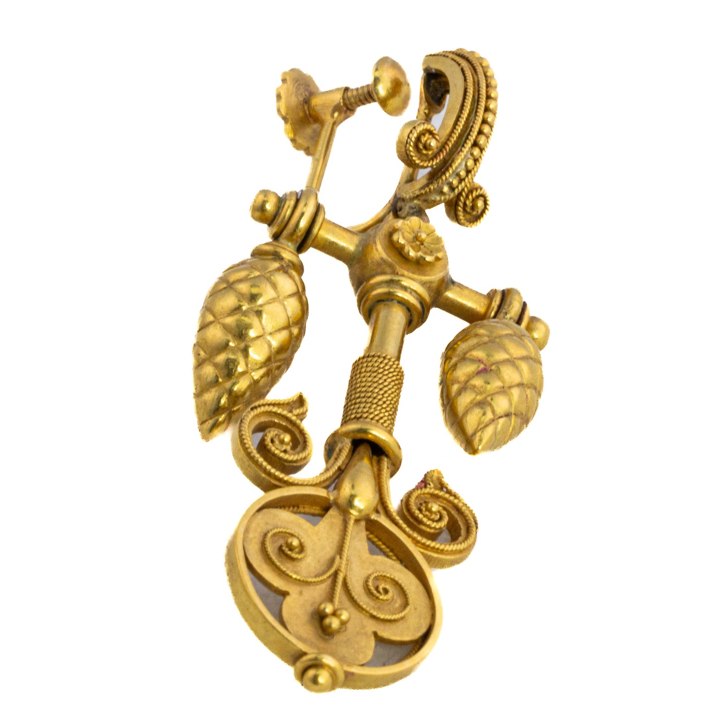 Antique Gold Etruscan Revival Drop Earrings