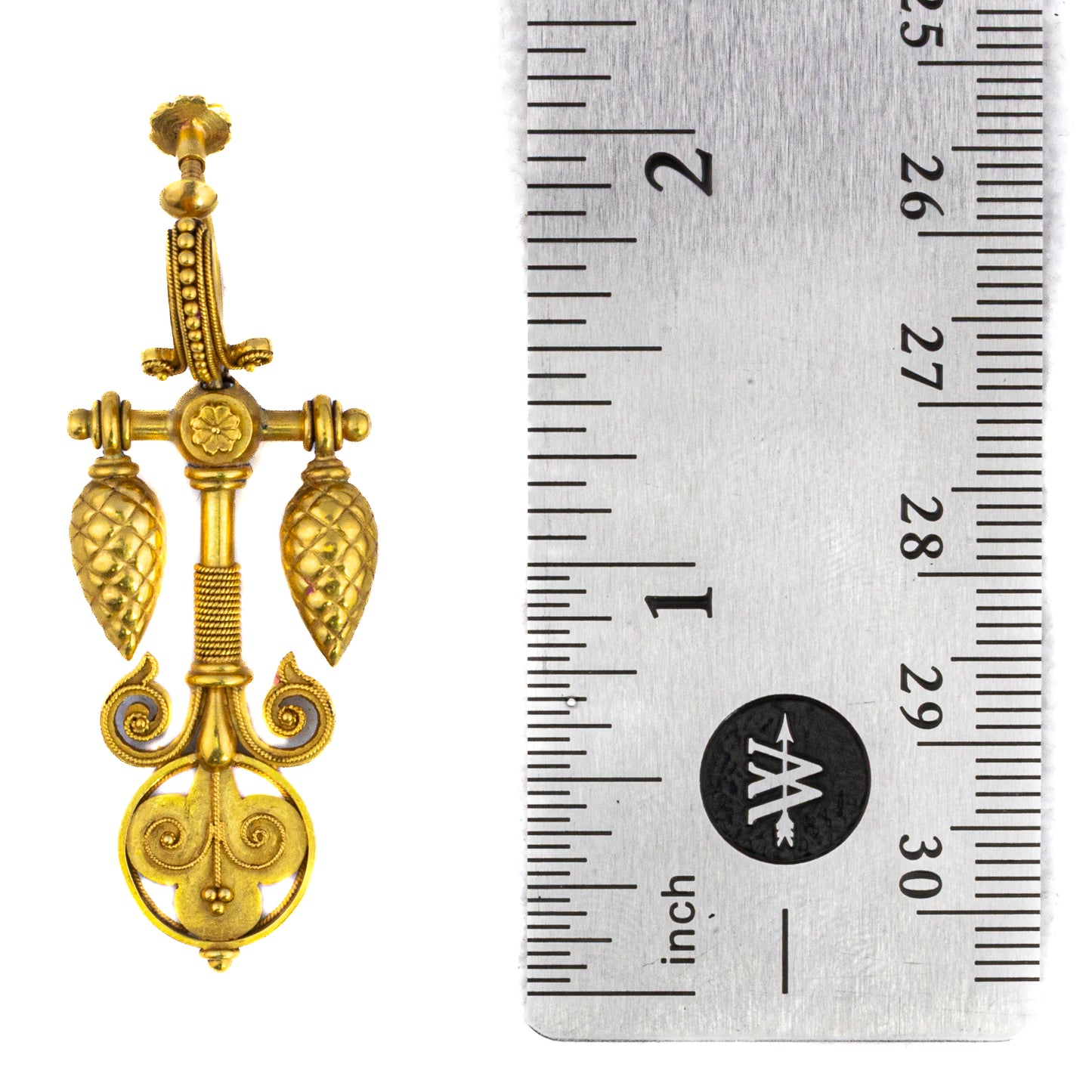 Antique Gold Etruscan Revival Drop Earrings