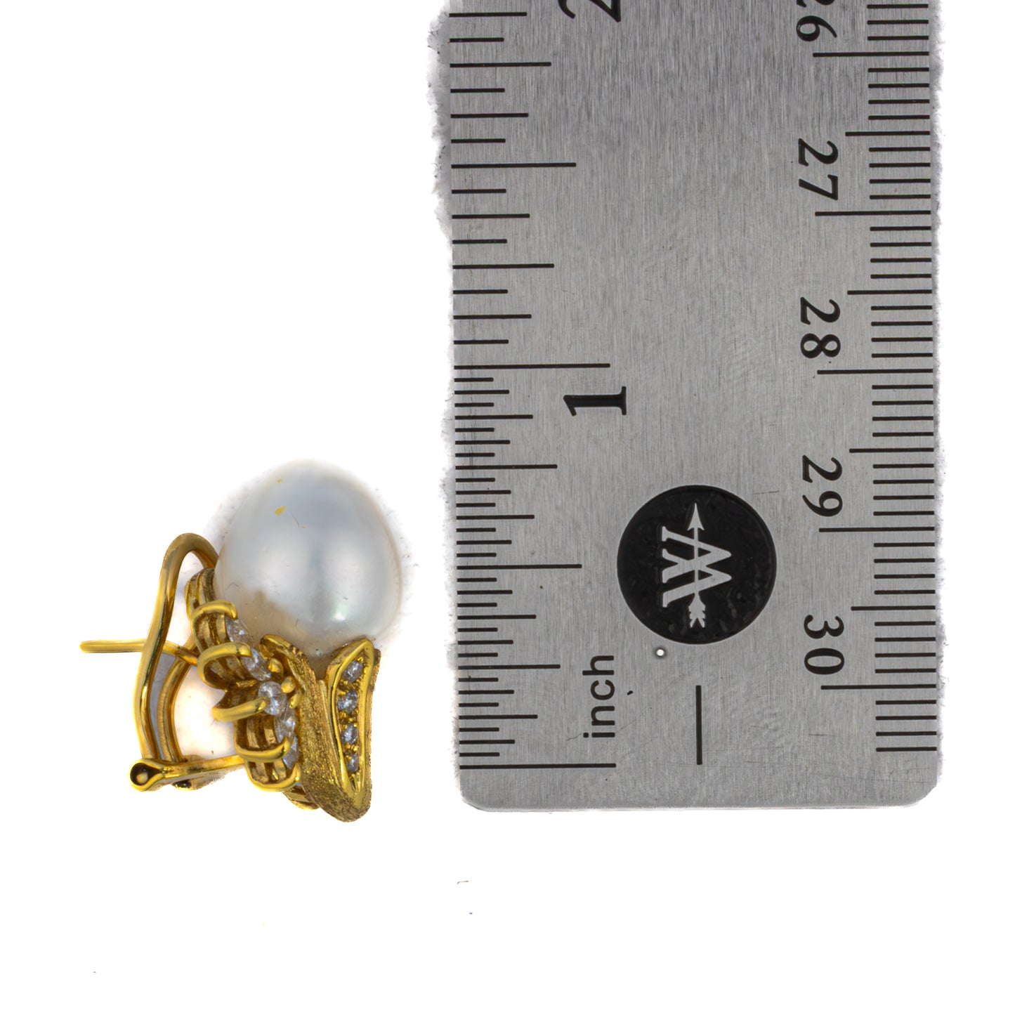 Brilliant Cut & Diamond and Baroque Pearl Earrings