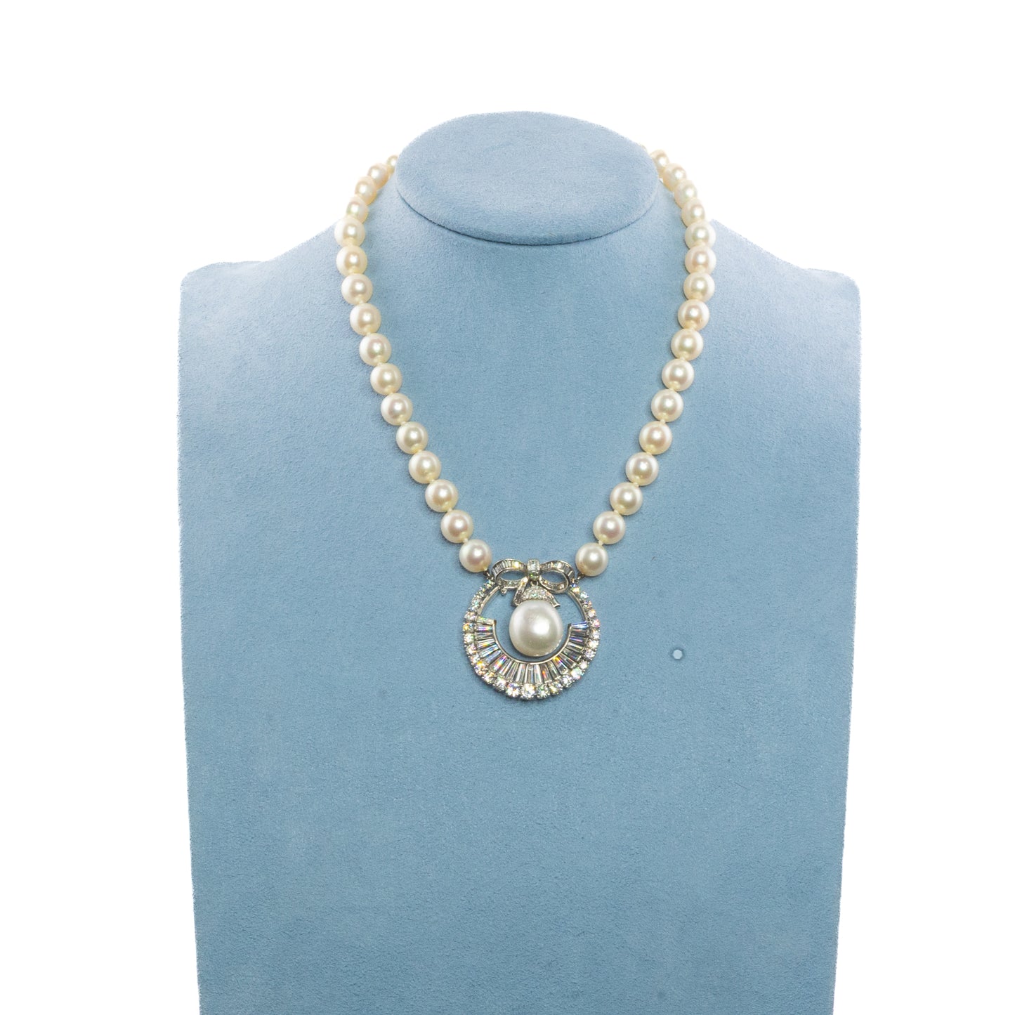 Platinum South Sea Pearl and Diamond Pendant Necklace
