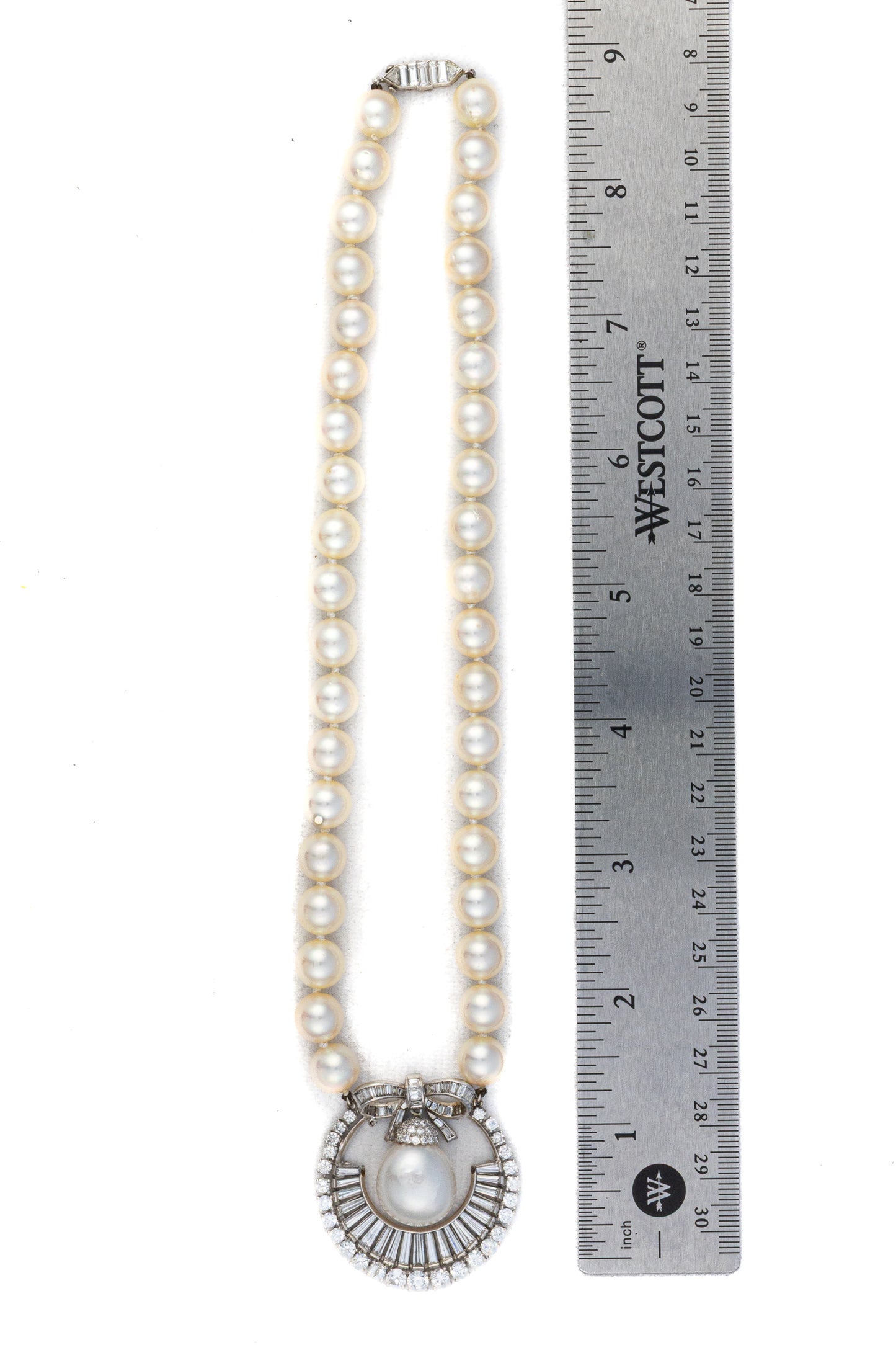 Platinum South Sea Pearl and Diamond Pendant Necklace