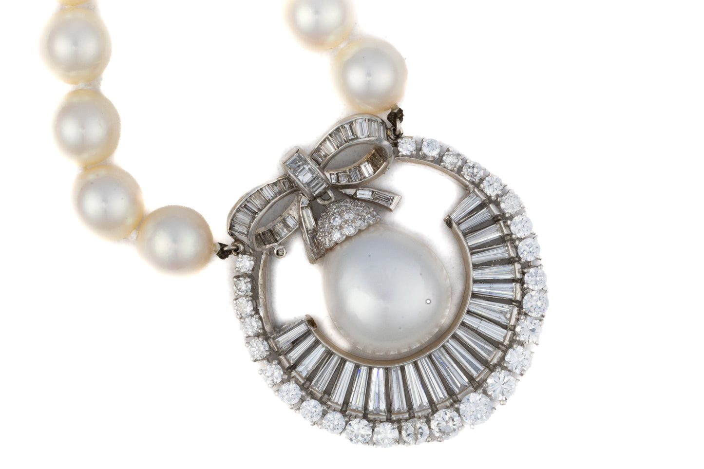 Platinum South Sea Pearl and Diamond Pendant Necklace