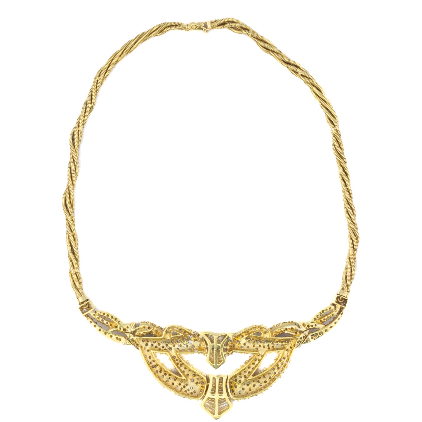 Round & Baguette Diamond Collar Necklace