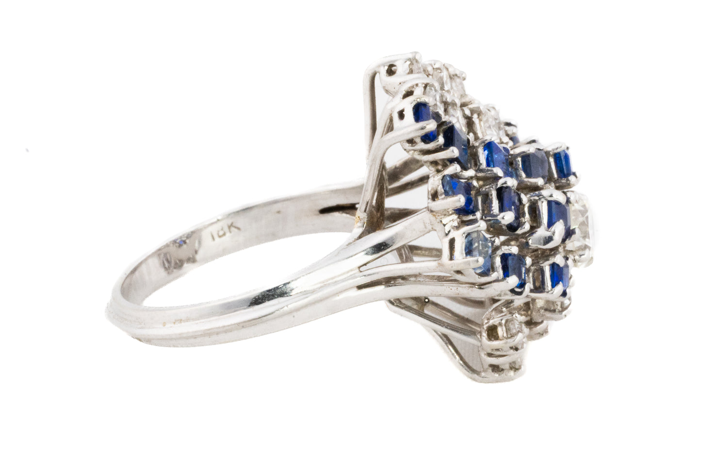 Diamond and Sapphire Cluster Ring