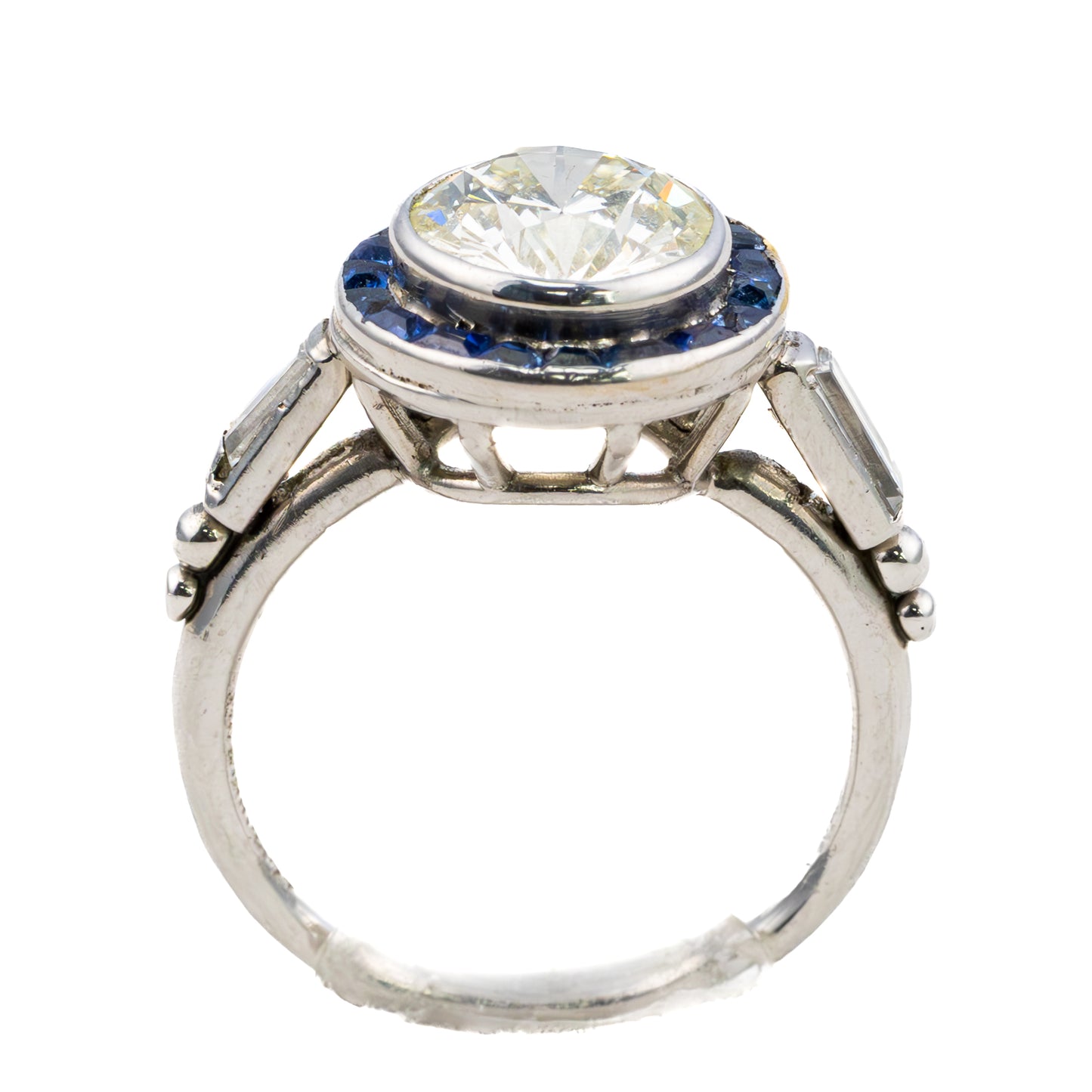 Art Deco Diamond and Sapphire Halo Ring