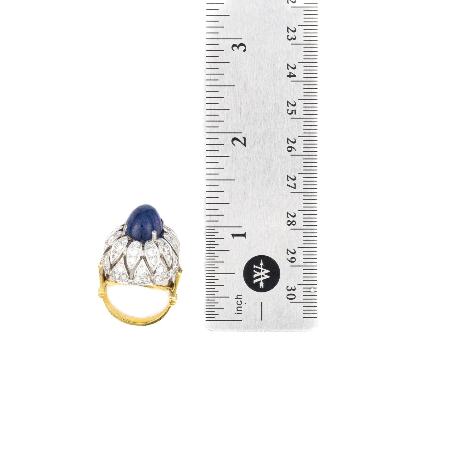 Art Deco Diamond & Cabochon Sapphire Ring