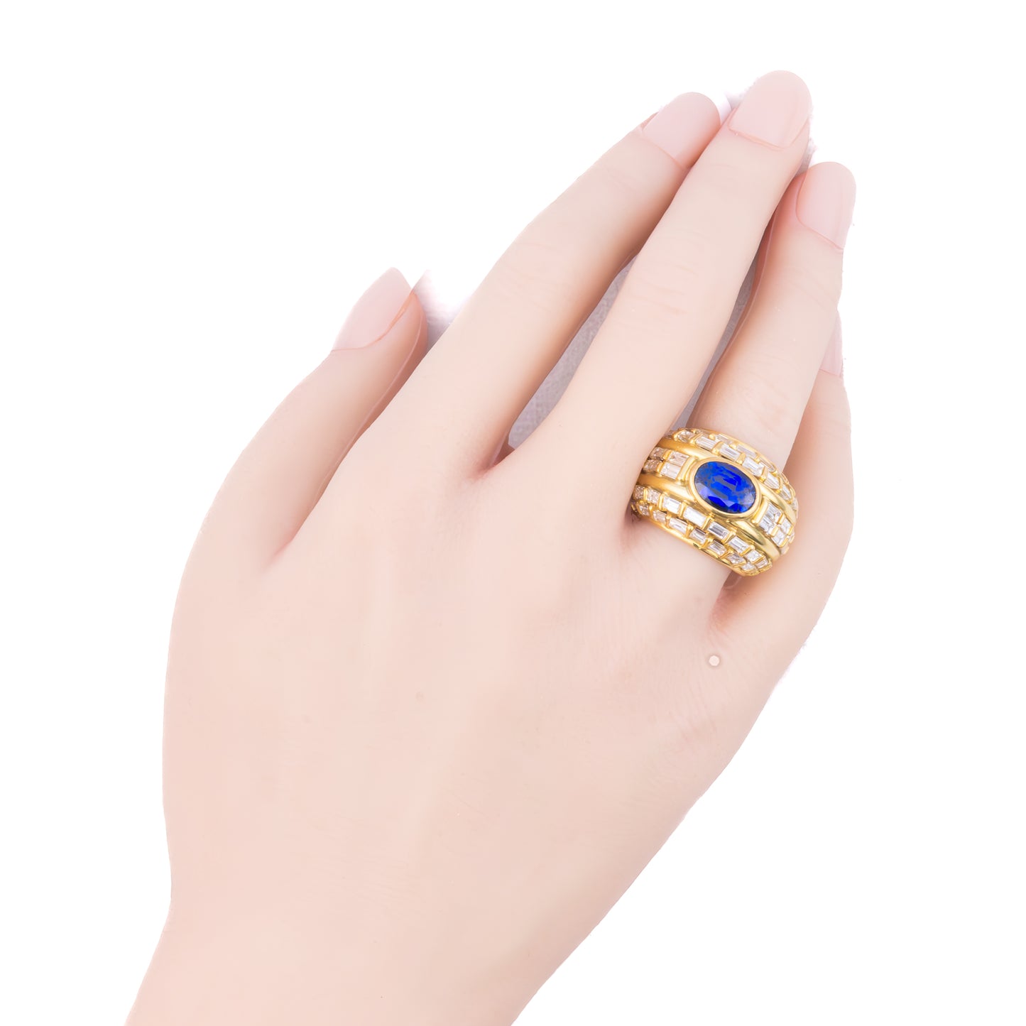 Diamond & Sapphire Multi Row Dome Ring