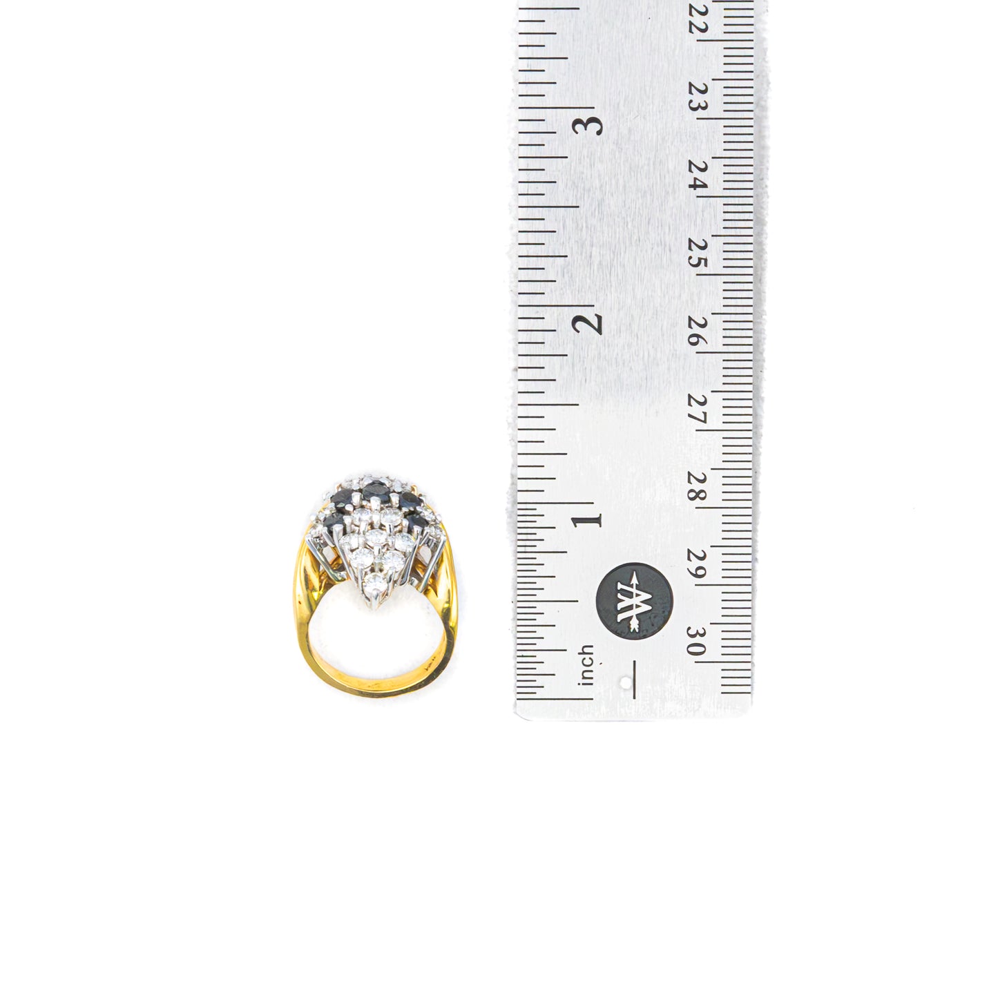 Two Tone Gold White and Black Diamond Cluster Ring