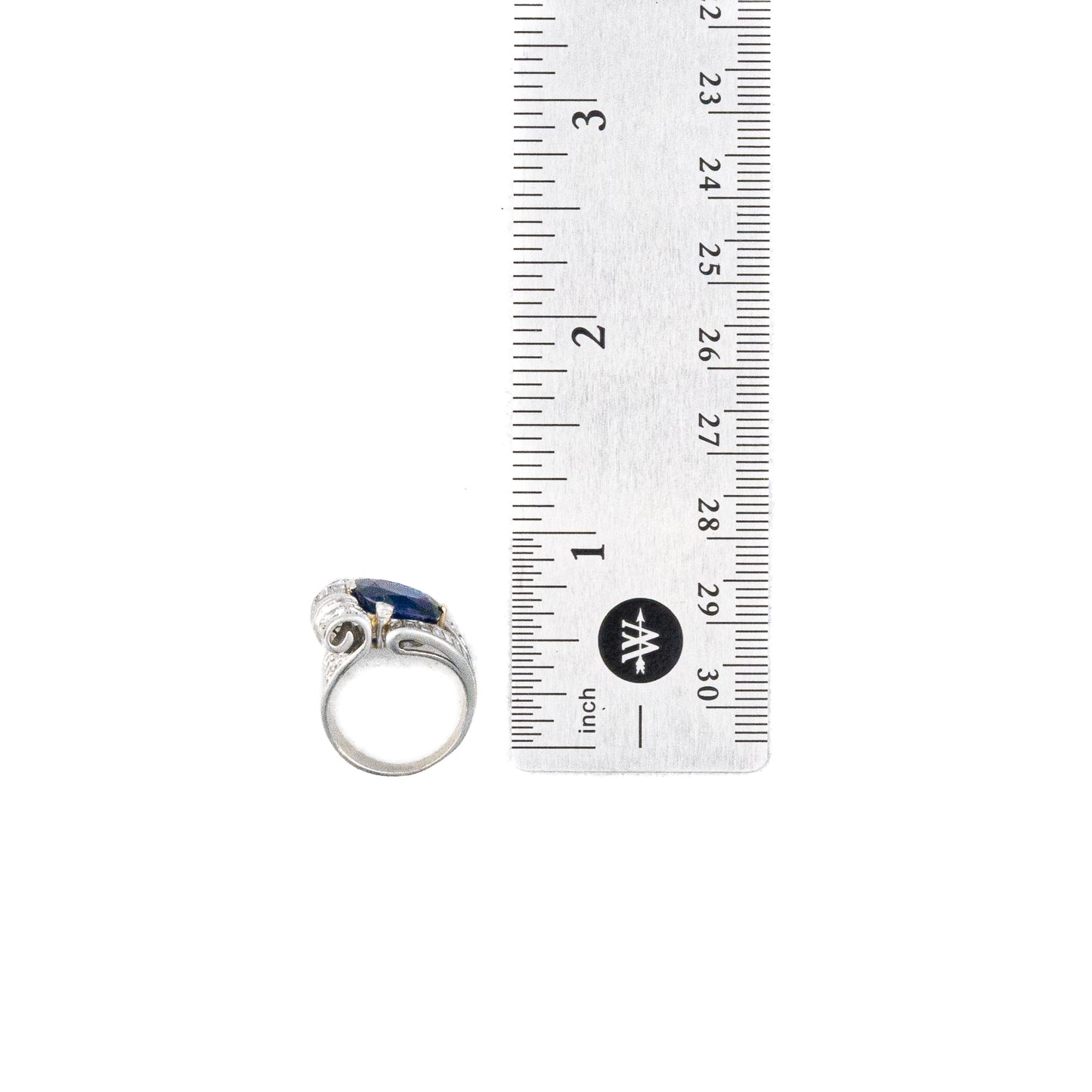 Platinum Sapphire and Diamond Baguette Ring