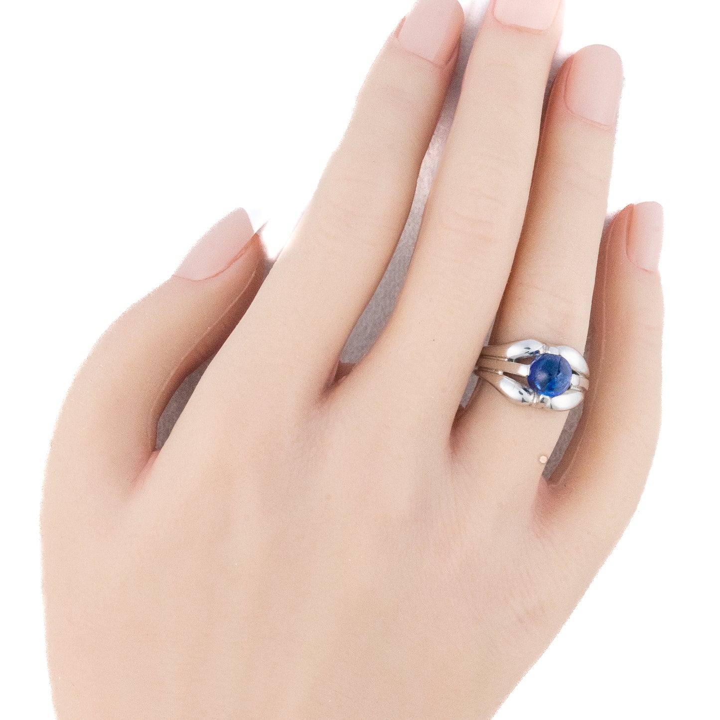 Cabochon Sapphire Solitaire Ring