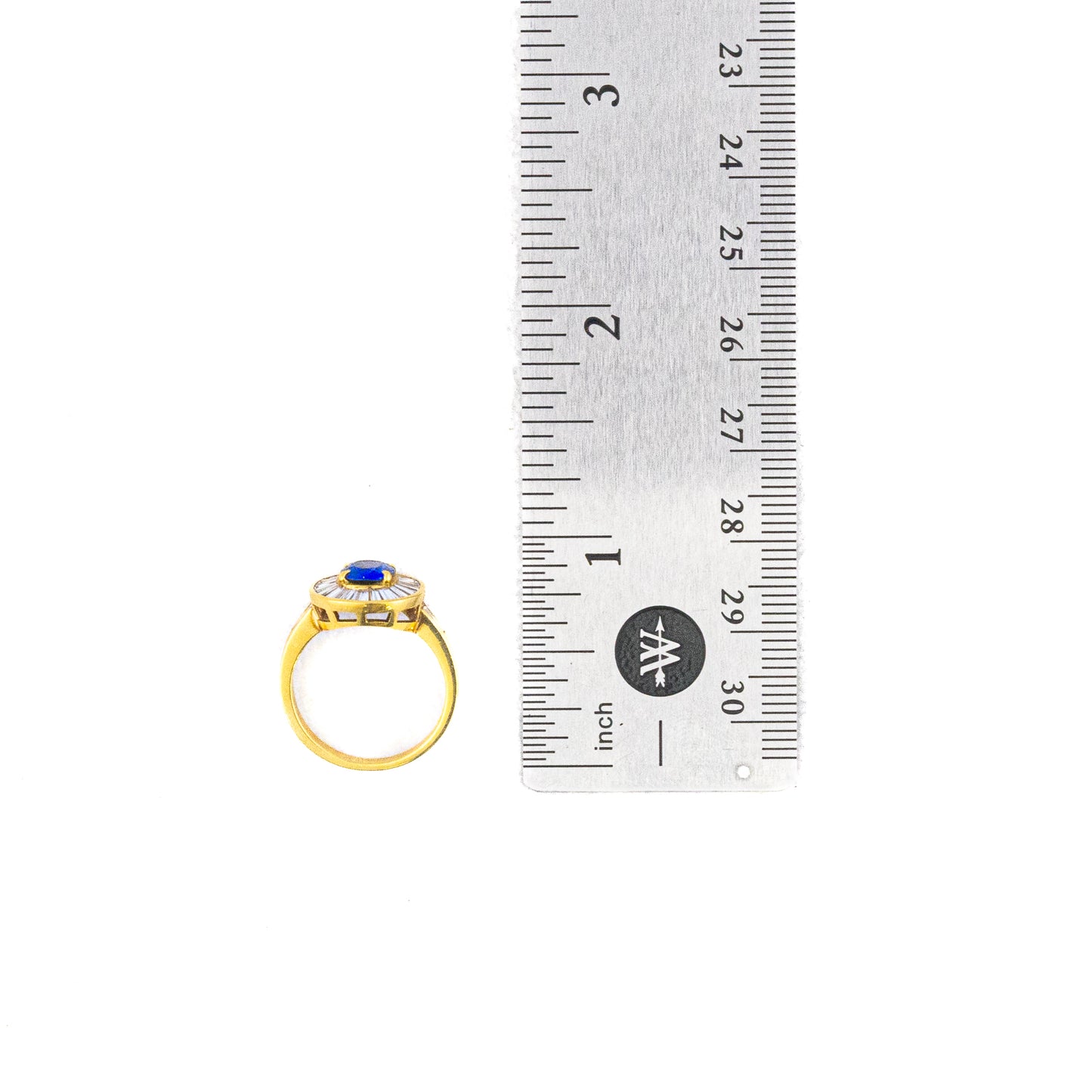 Sapphire and Diamond Baguette Halo Ring