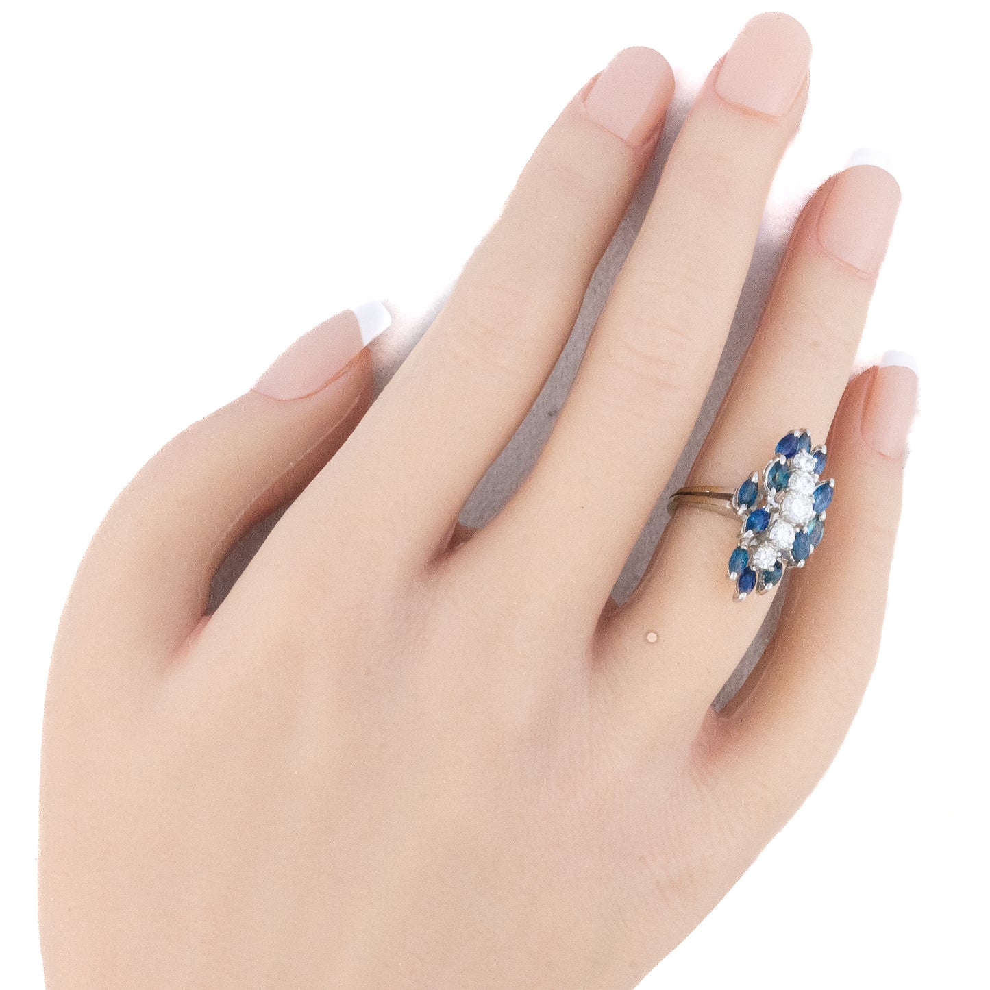 Sapphire and Diamond Cluster Ring